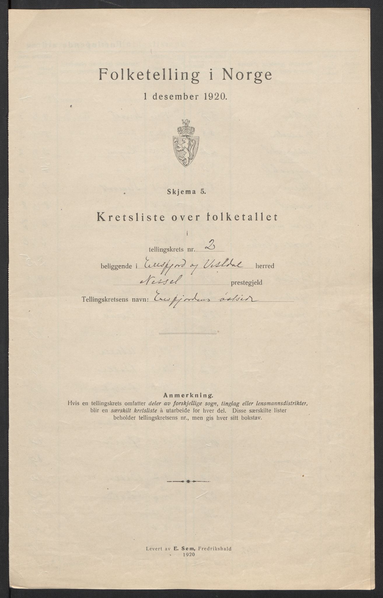 SAT, 1920 census for Eresfjord og Vistdal, 1920, p. 14