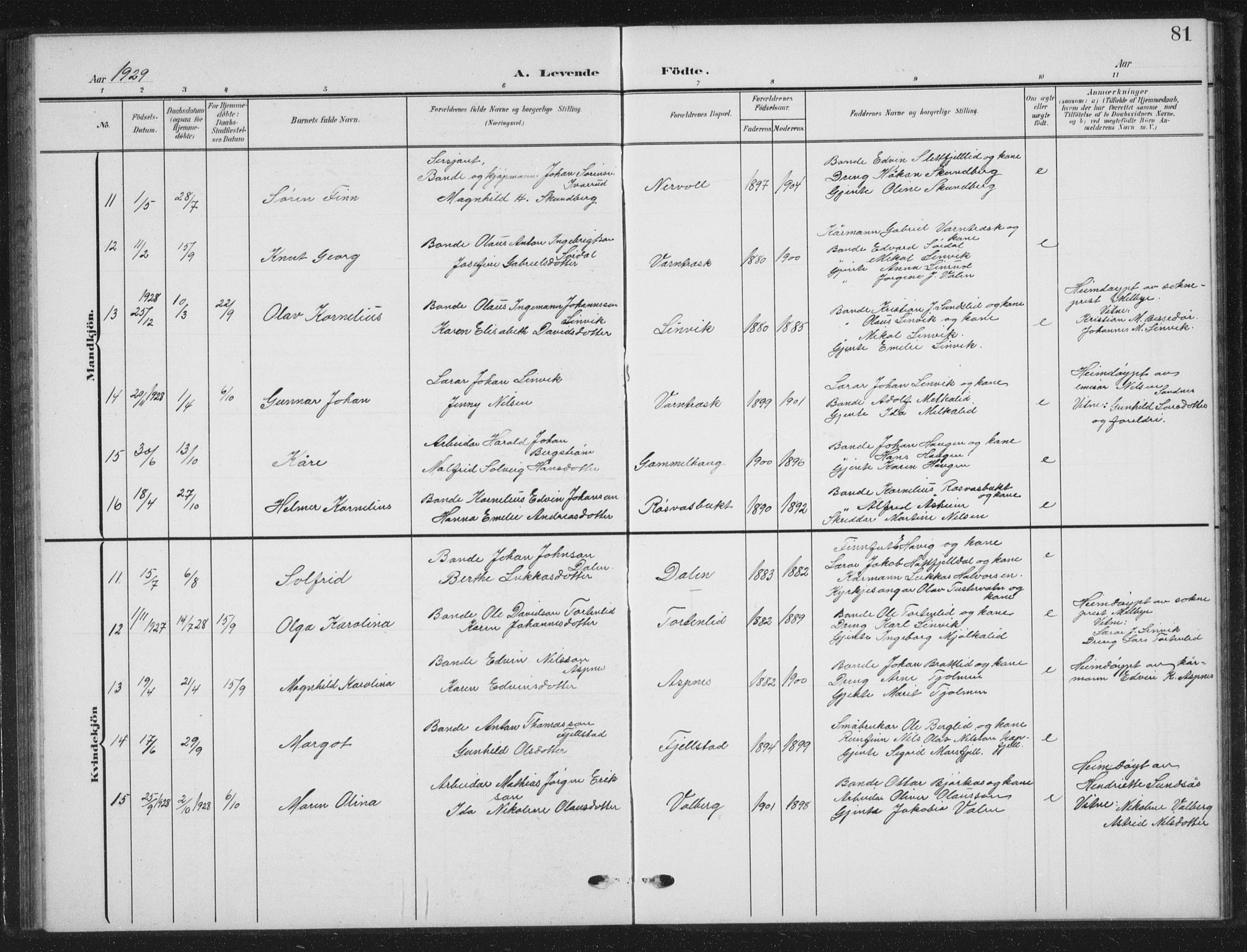 Ministerialprotokoller, klokkerbøker og fødselsregistre - Nordland, AV/SAT-A-1459/823/L0331: Parish register (copy) no. 823C03, 1905-1934, p. 81