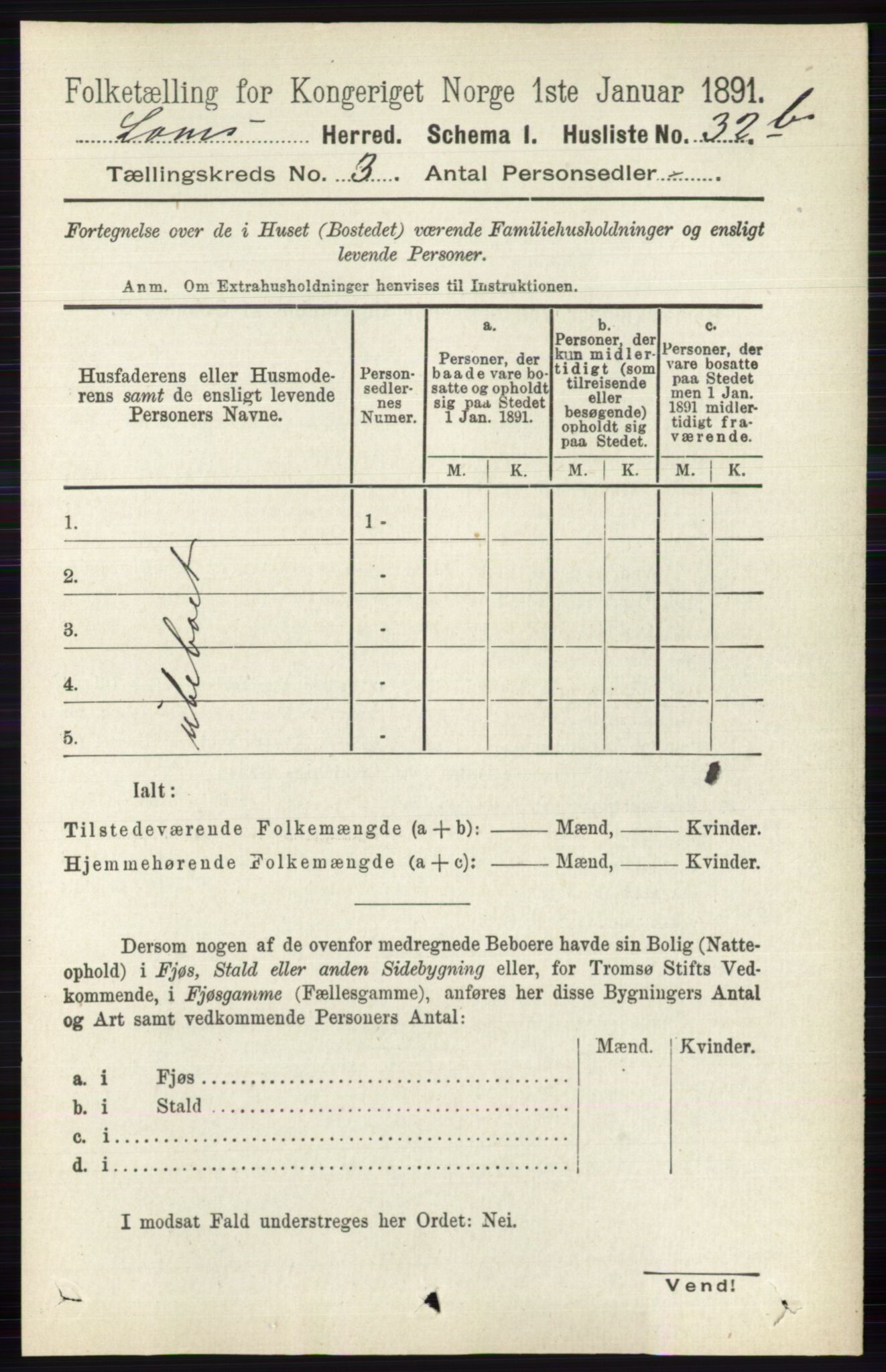 RA, 1891 census for 0514 Lom, 1891, p. 1257