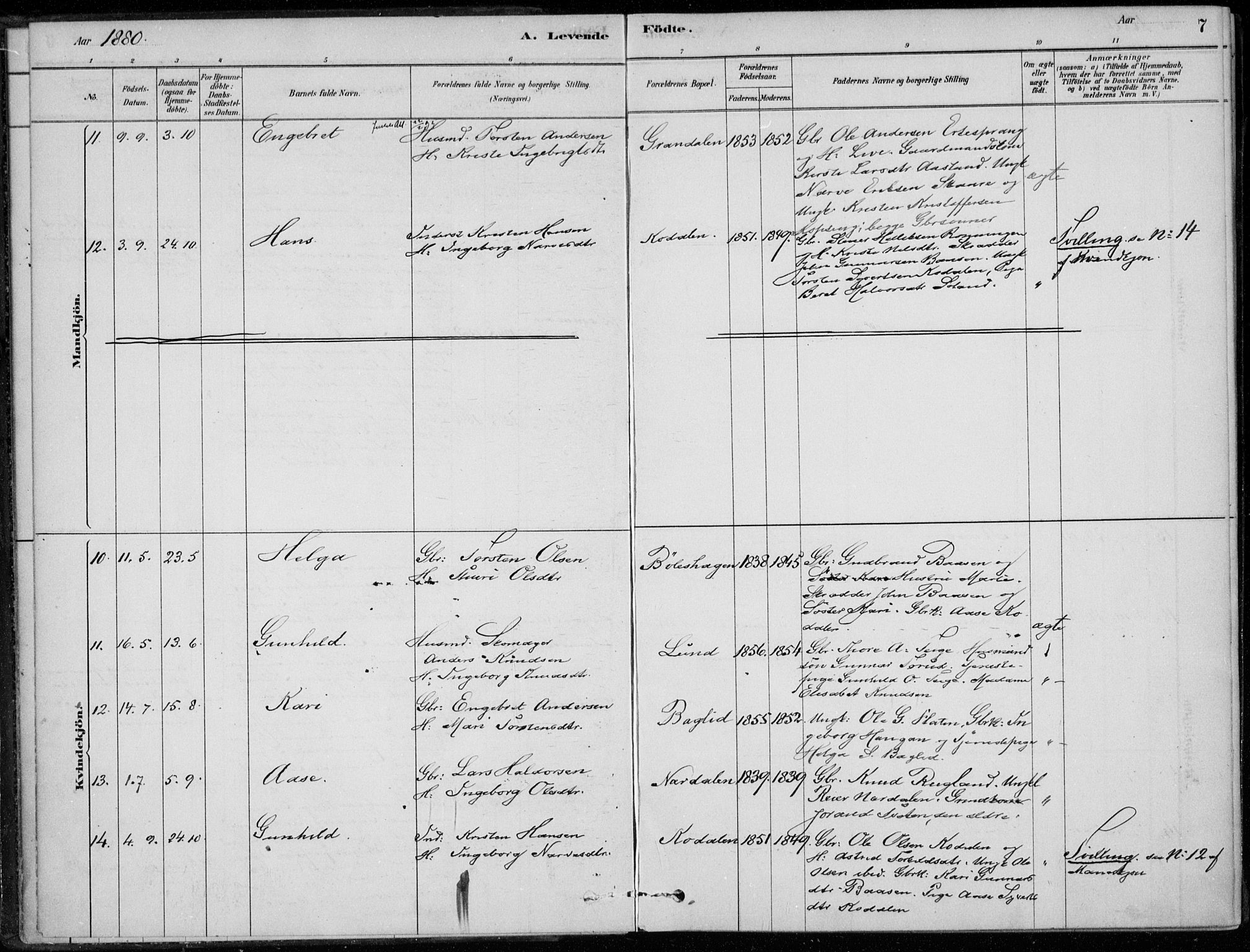 Sigdal kirkebøker, AV/SAKO-A-245/F/Fc/L0001: Parish register (official) no. III 1, 1879-1893, p. 7