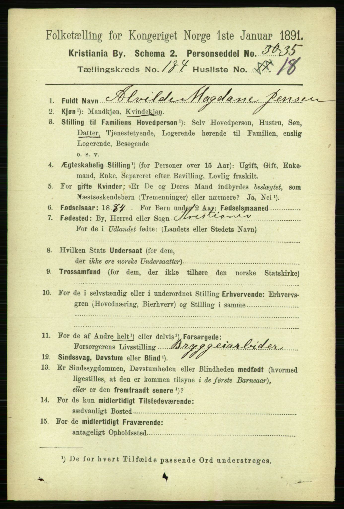 RA, 1891 census for 0301 Kristiania, 1891, p. 110791