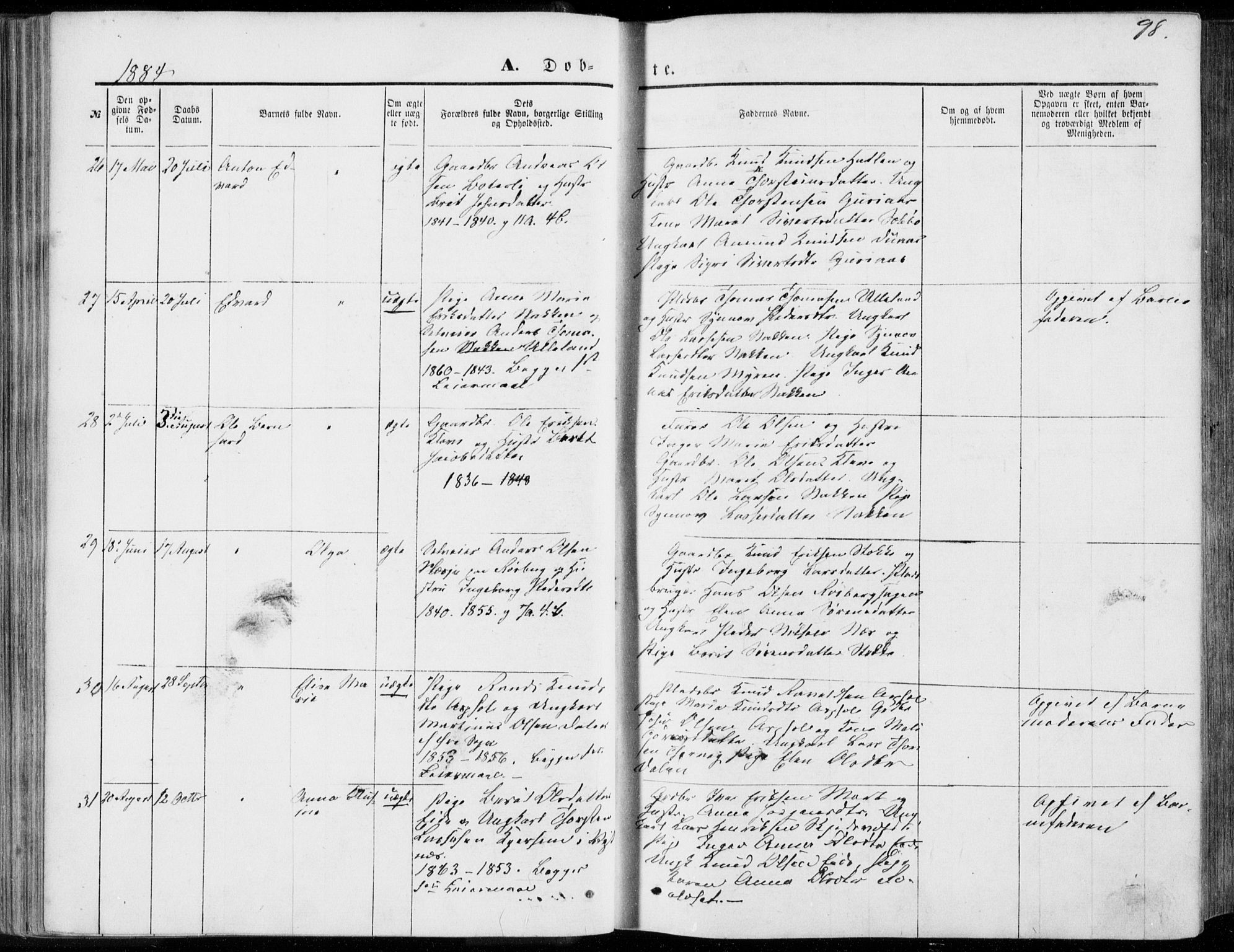 Ministerialprotokoller, klokkerbøker og fødselsregistre - Møre og Romsdal, SAT/A-1454/557/L0681: Parish register (official) no. 557A03, 1869-1886, p. 98