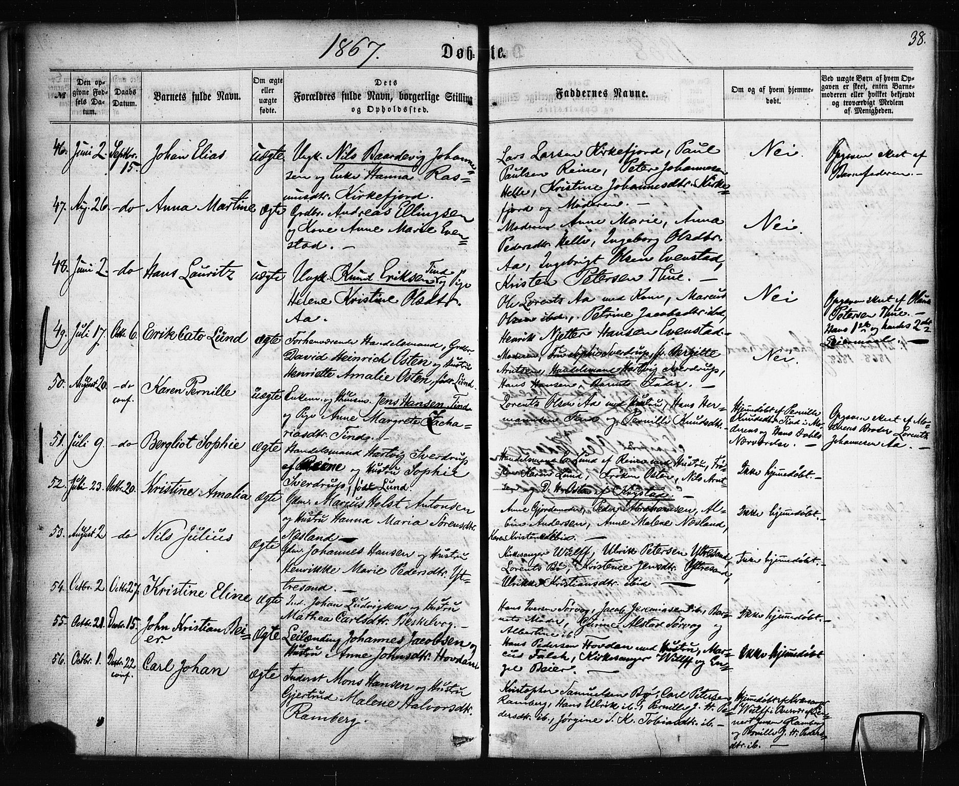 Ministerialprotokoller, klokkerbøker og fødselsregistre - Nordland, AV/SAT-A-1459/885/L1203: Parish register (official) no. 885A04, 1859-1877, p. 38