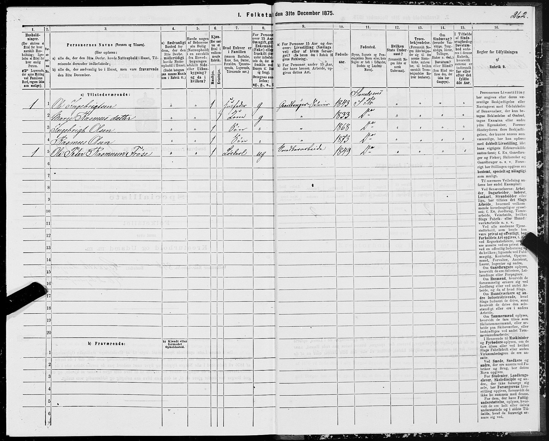 SAT, 1875 census for 1523P Sunnylven, 1875, p. 1262