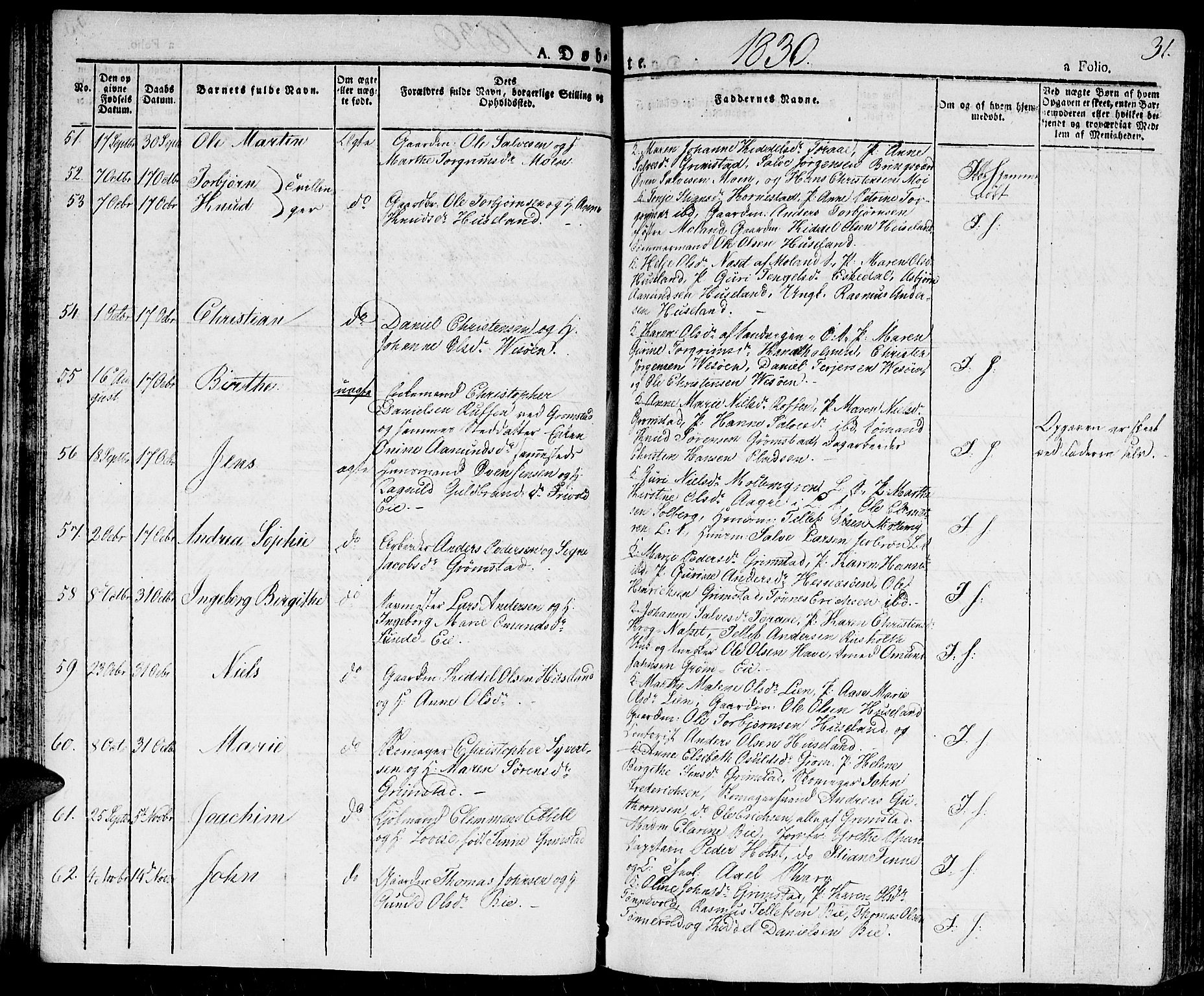 Fjære sokneprestkontor, AV/SAK-1111-0011/F/Fa/L0002: Parish register (official) no. A 2, 1827-1839, p. 31