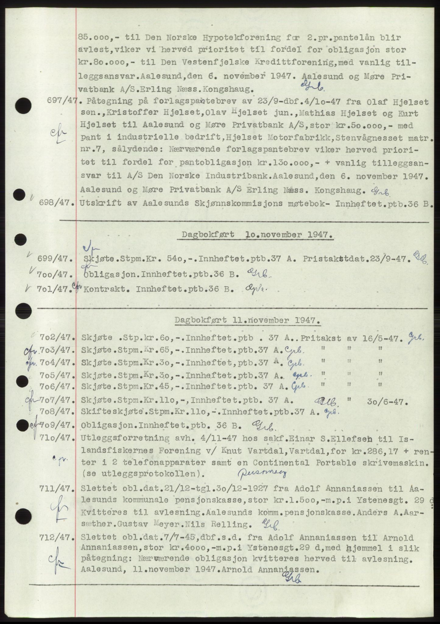 Ålesund byfogd, AV/SAT-A-4384: Mortgage book no. C34-35, 1946-1950, Diary no: : 697/1947