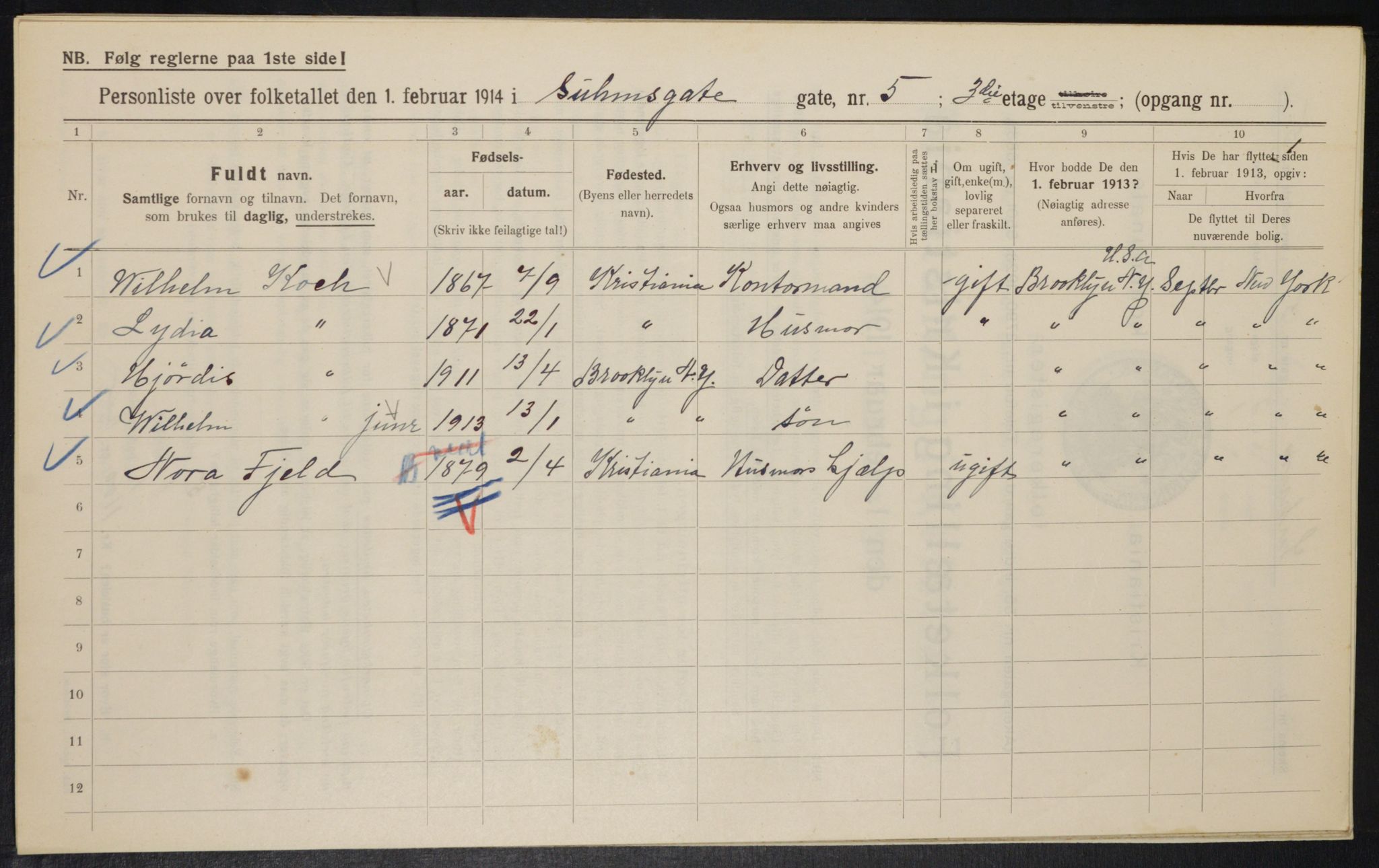 OBA, Municipal Census 1914 for Kristiania, 1914, p. 105294