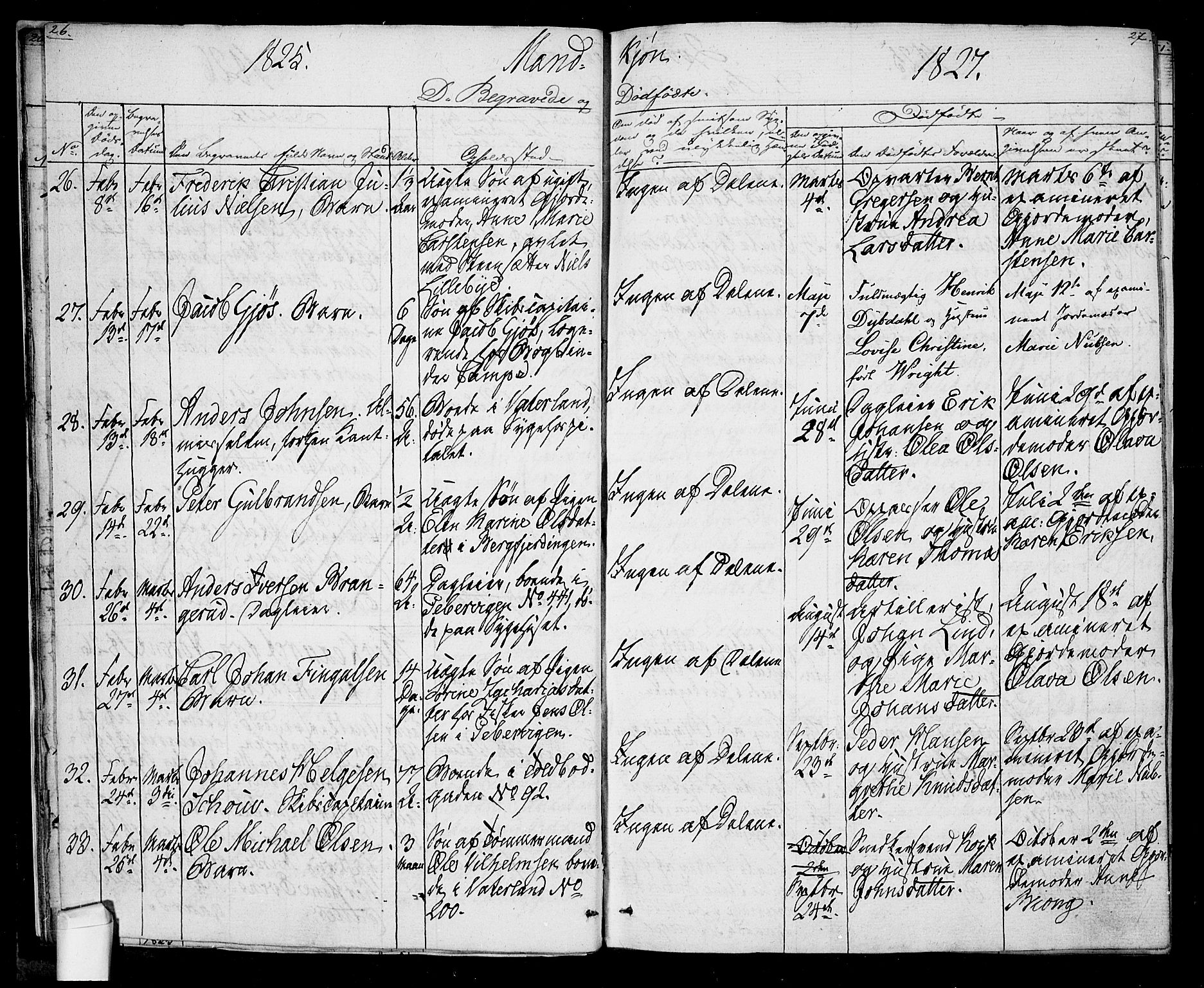 Oslo domkirke Kirkebøker, SAO/A-10752/F/Fa/L0022: Parish register (official) no. 22, 1824-1829, p. 26-27