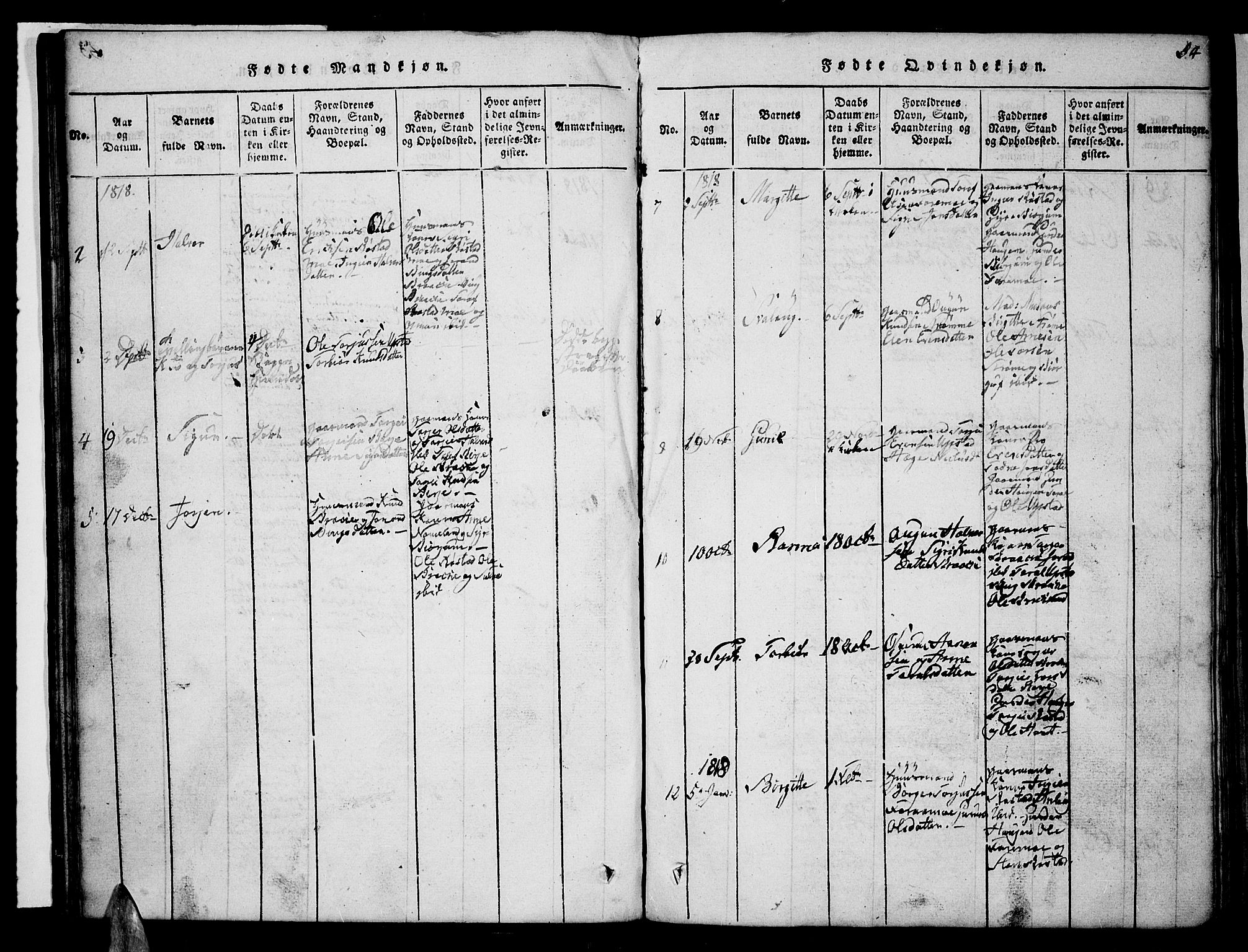 Valle sokneprestkontor, AV/SAK-1111-0044/F/Fb/Fbc/L0001: Parish register (copy) no. B 1 /2, 1816-1829, p. 54