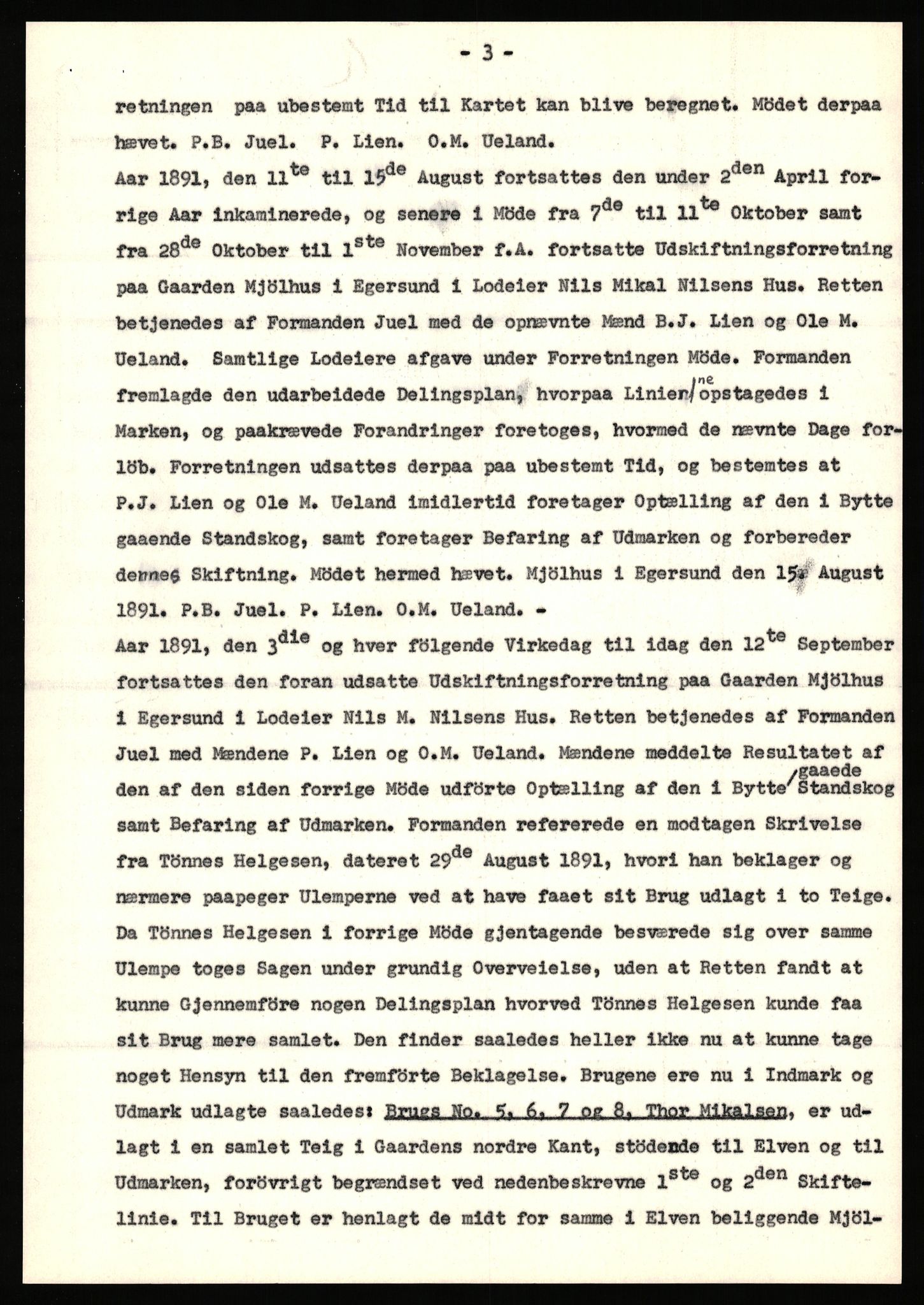 Statsarkivet i Stavanger, SAST/A-101971/03/Y/Yj/L0058: Avskrifter sortert etter gårdsnavn: Meling i Håland - Mjølsnes øvre, 1750-1930, p. 445