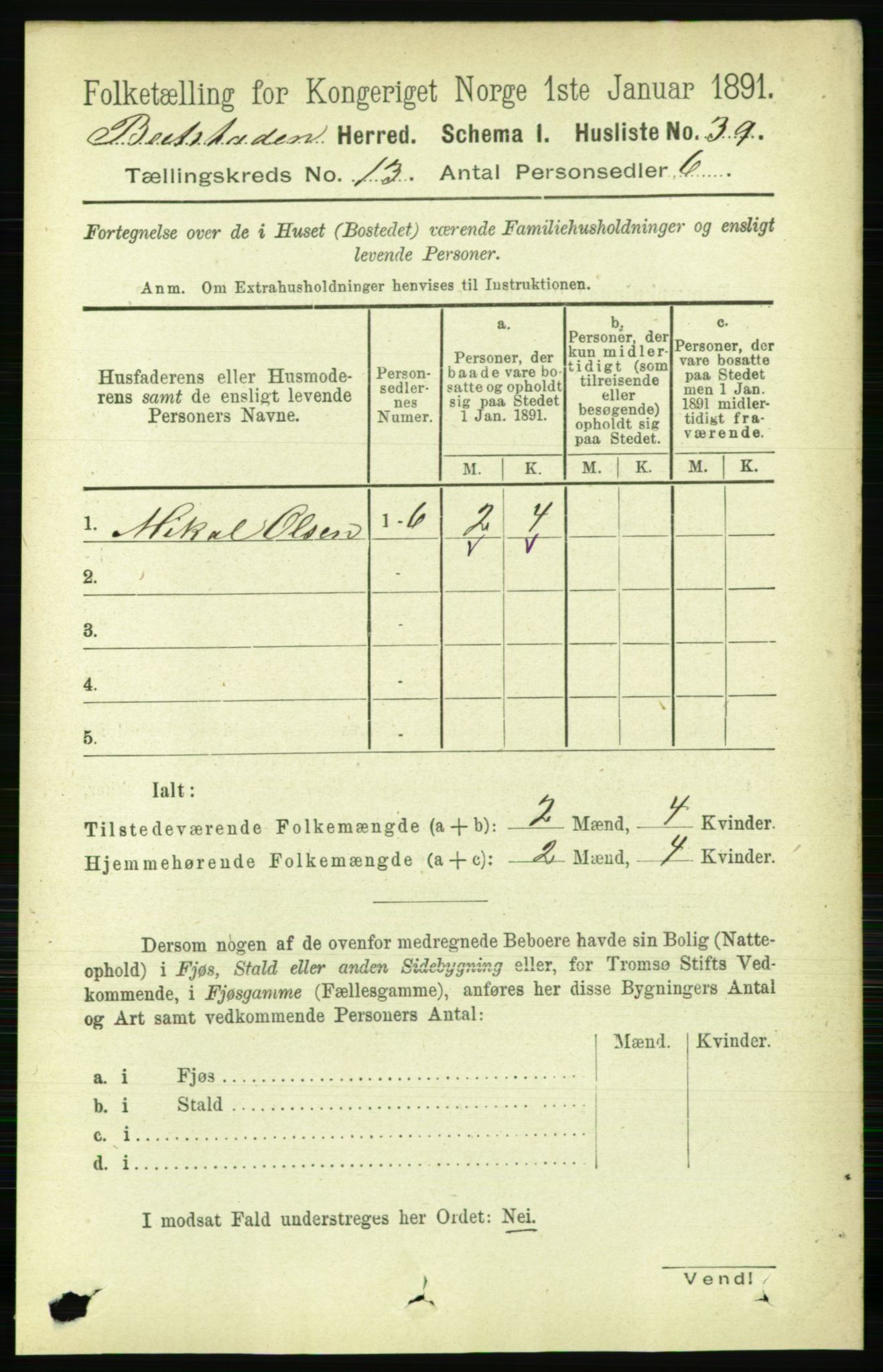 RA, 1891 census for 1727 Beitstad, 1891, p. 3595