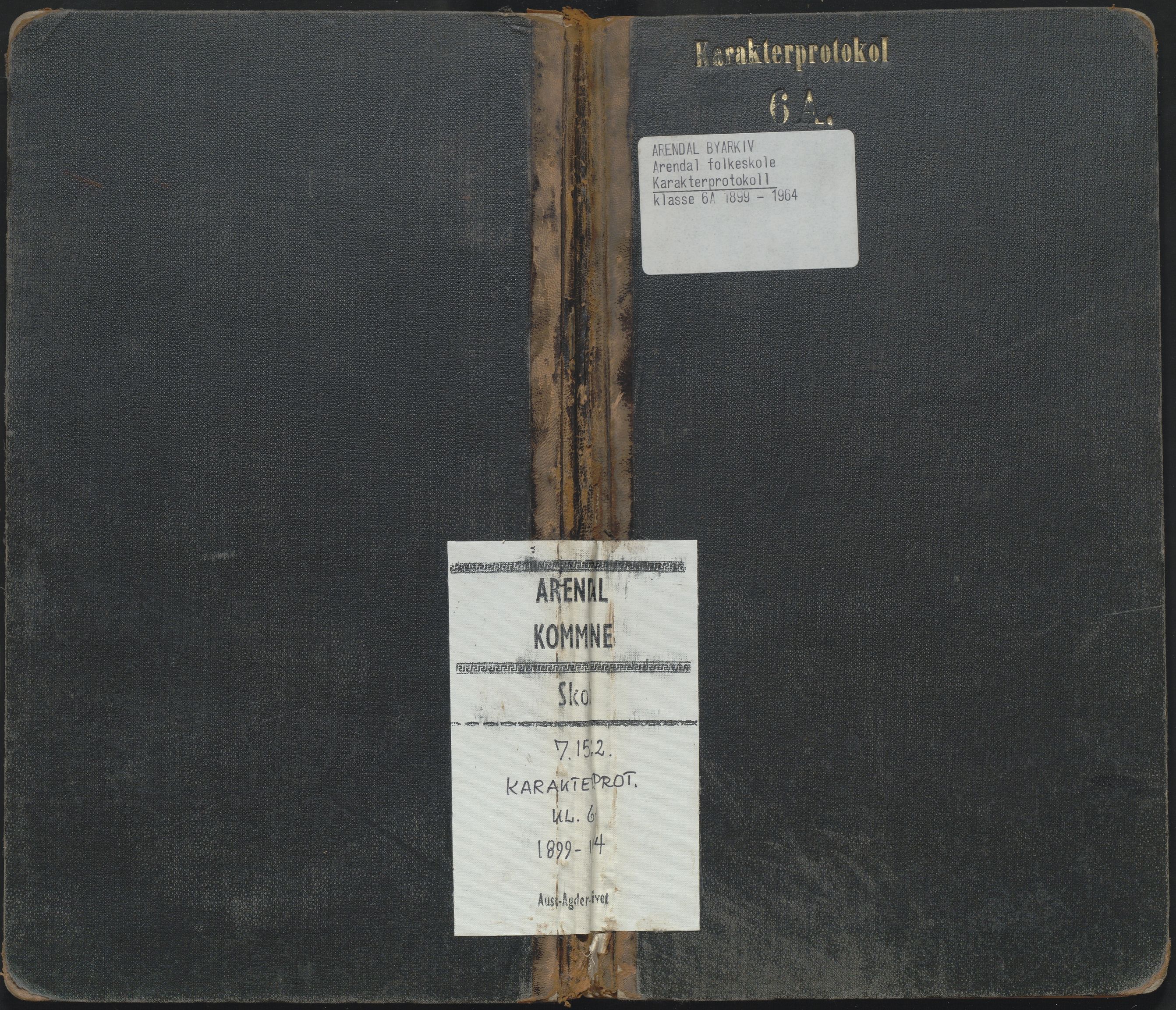 Arendal kommune, Katalog I, AAKS/KA0906-PK-I/07/L0107: Karakterprotkoll klasse 6A, 1899-1964