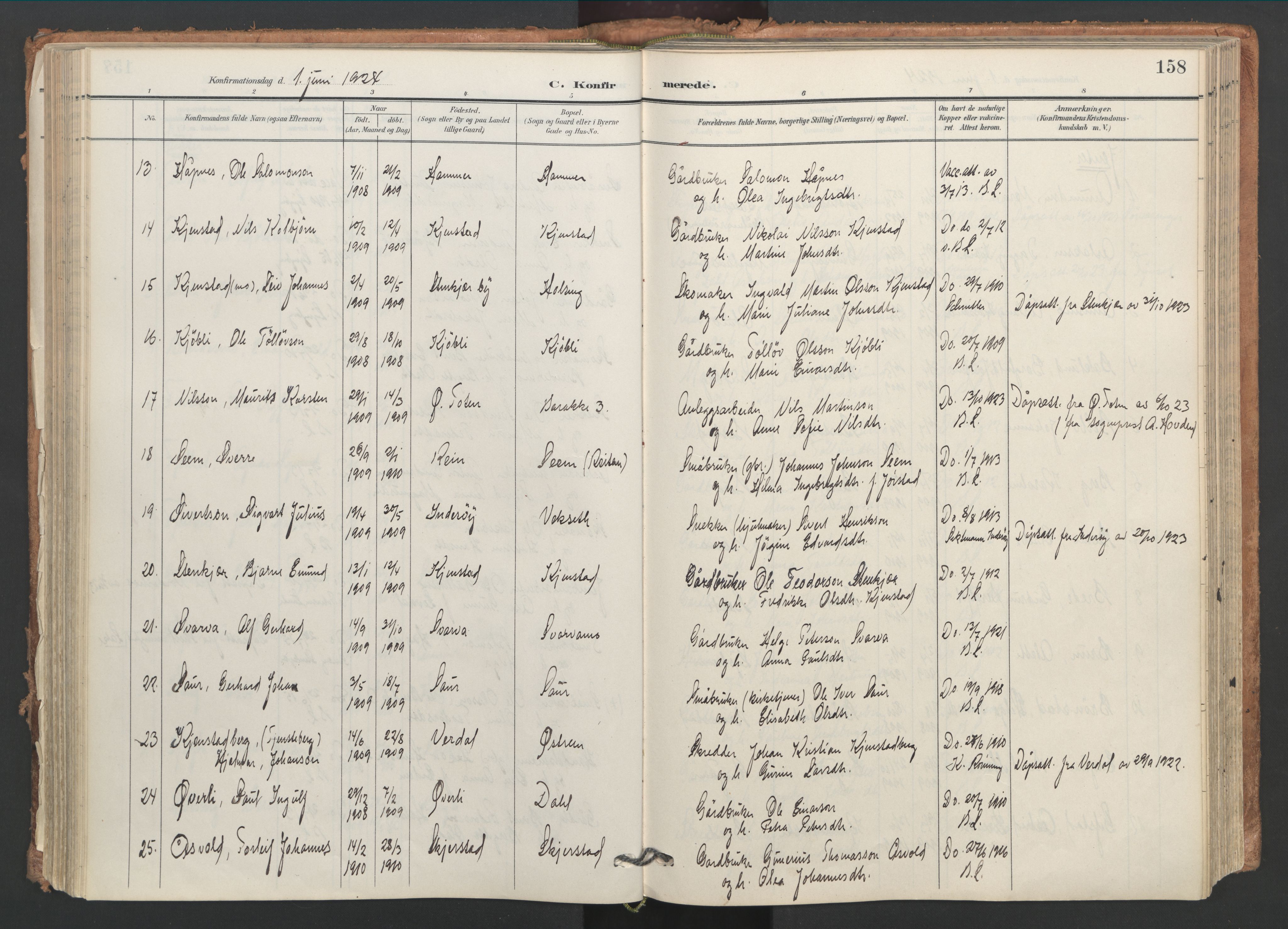 Ministerialprotokoller, klokkerbøker og fødselsregistre - Nord-Trøndelag, SAT/A-1458/749/L0477: Parish register (official) no. 749A11, 1902-1927, p. 158