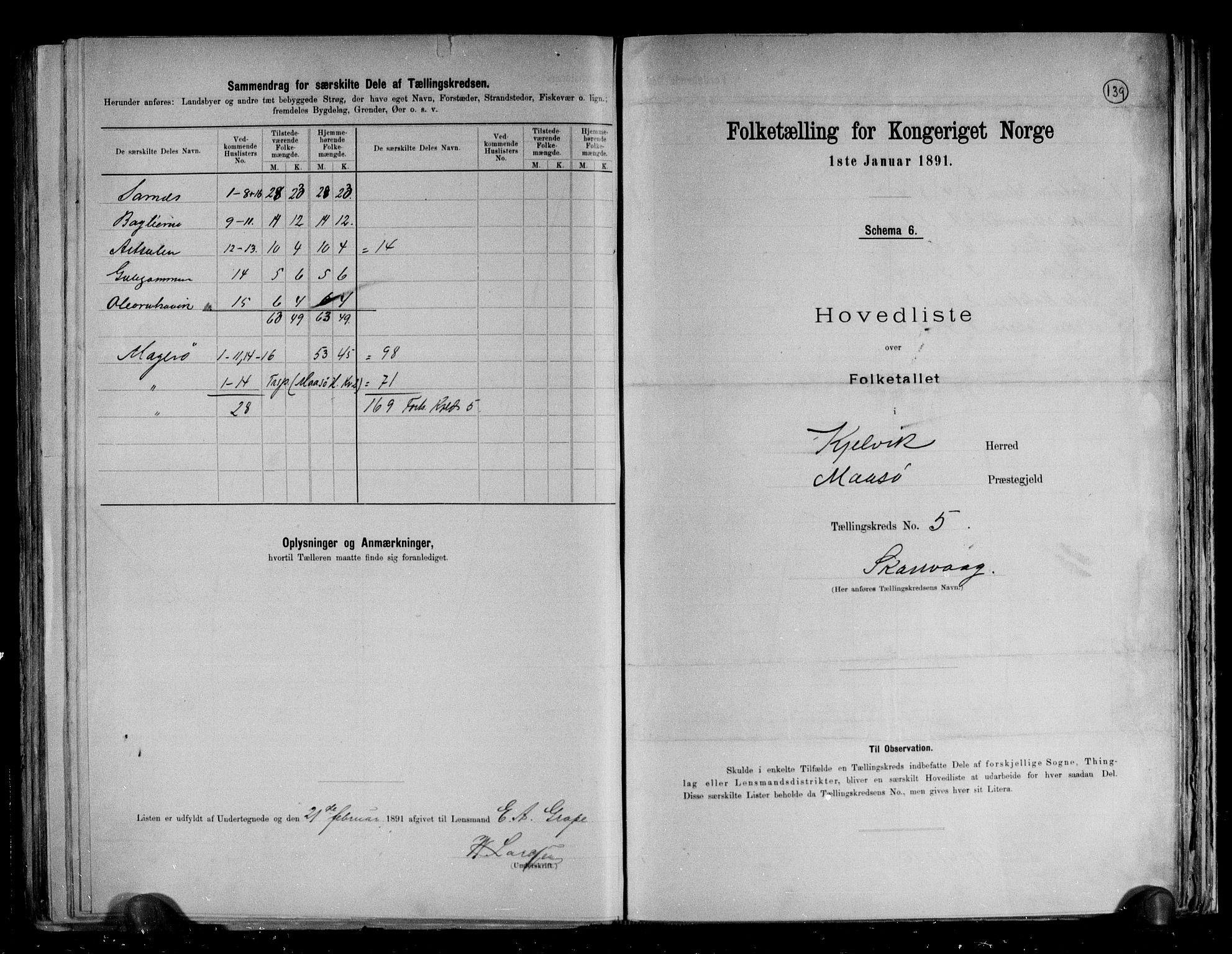 RA, 1891 census for 2019 Kjelvik, 1891, p. 16