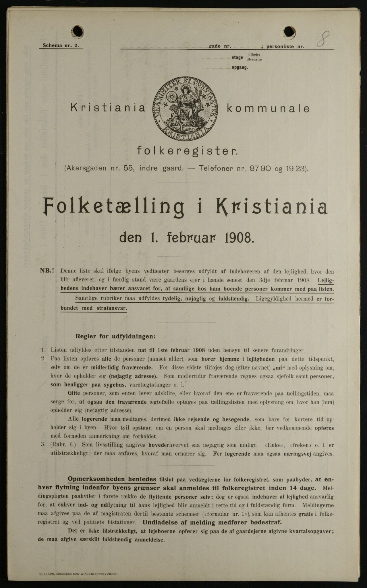 OBA, Municipal Census 1908 for Kristiania, 1908, p. 48816