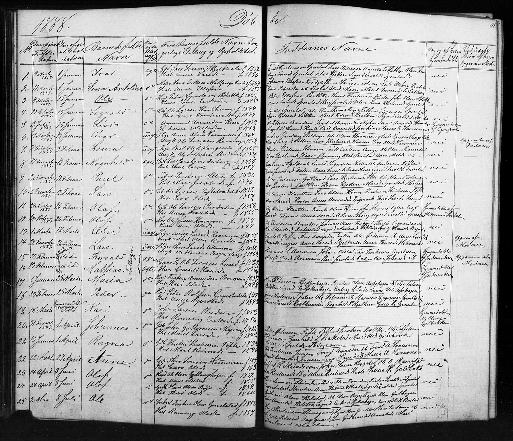 Skjåk prestekontor, SAH/PREST-072/H/Ha/Hab/L0001: Parish register (copy) no. 1, 1865-1893, p. 91