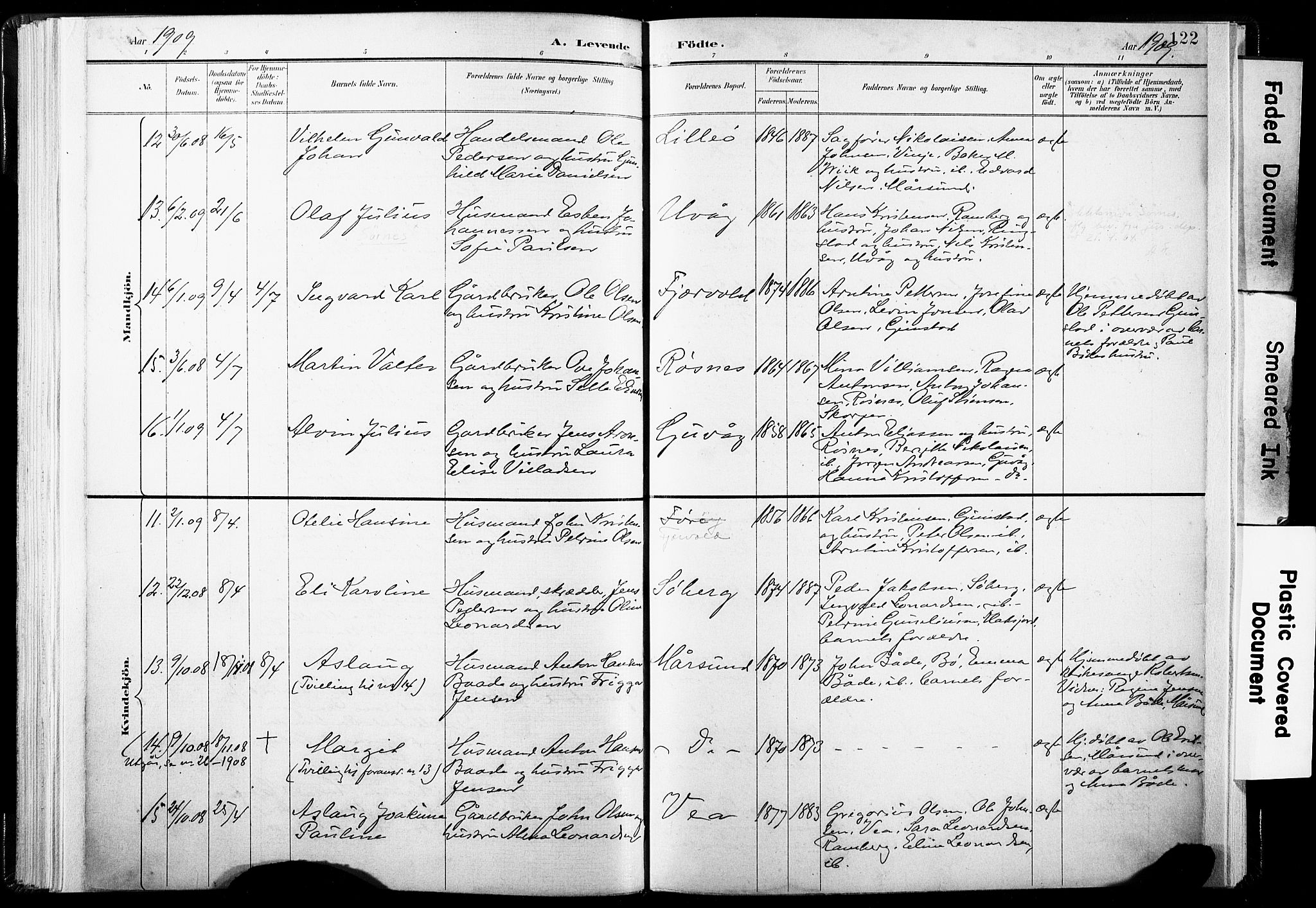 Ministerialprotokoller, klokkerbøker og fødselsregistre - Nordland, AV/SAT-A-1459/891/L1304: Parish register (official) no. 891A09, 1895-1921, p. 122