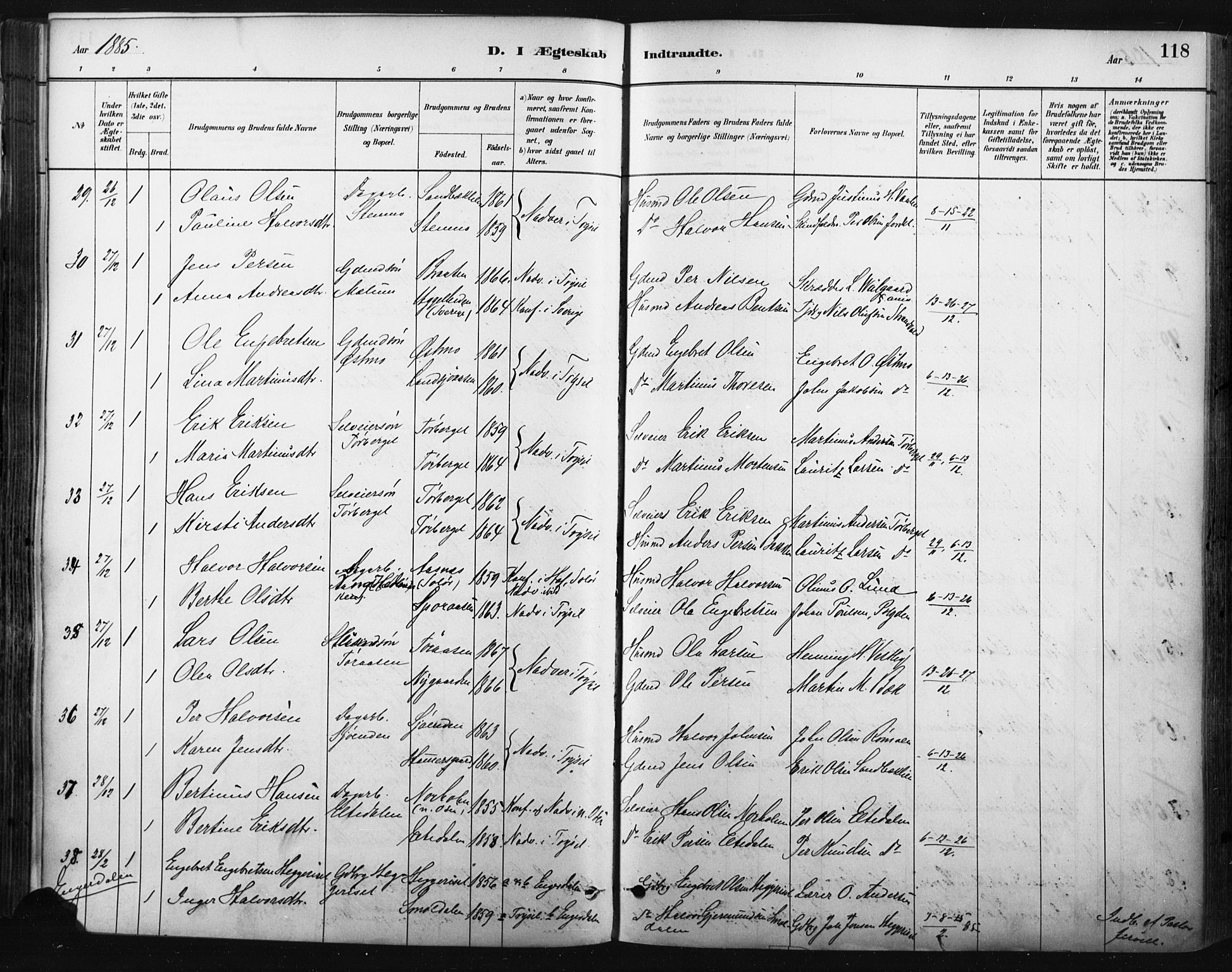 Trysil prestekontor, AV/SAH-PREST-046/H/Ha/Haa/L0009: Parish register (official) no. 9, 1881-1897, p. 118