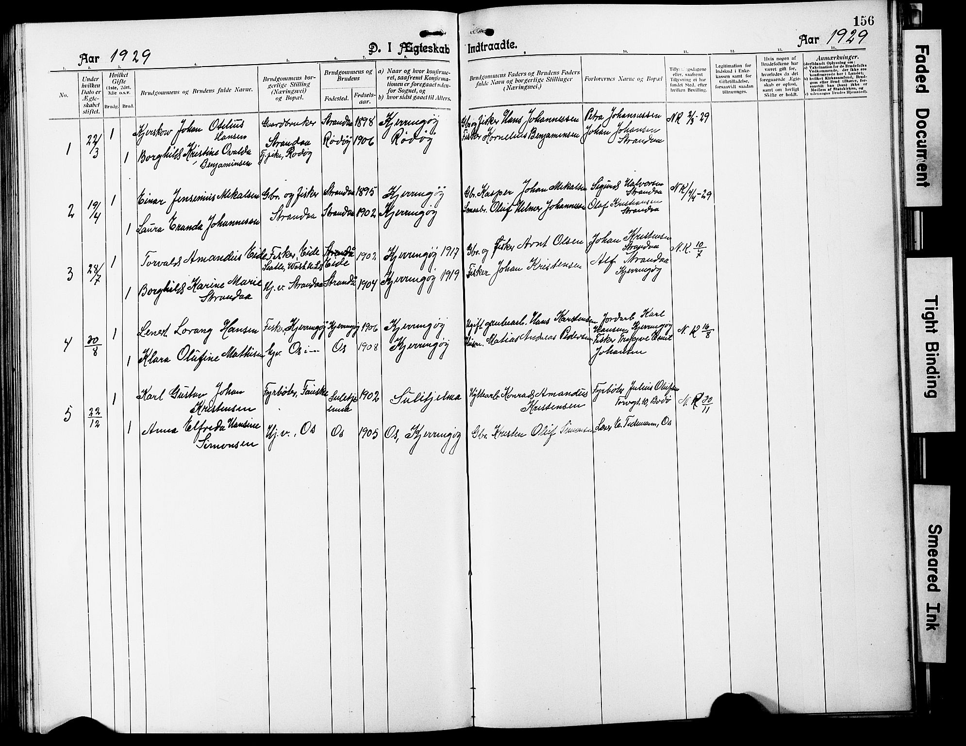 Ministerialprotokoller, klokkerbøker og fødselsregistre - Nordland, SAT/A-1459/803/L0077: Parish register (copy) no. 803C04, 1897-1930, p. 156