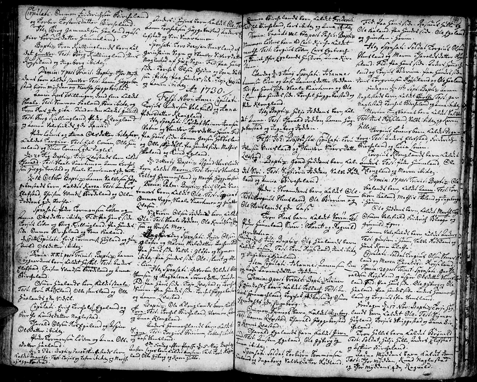 Kvinesdal sokneprestkontor, SAK/1111-0026/F/Fa/Fab/L0001: Parish register (official) no. A 1 /3, 1710-1760, p. 149