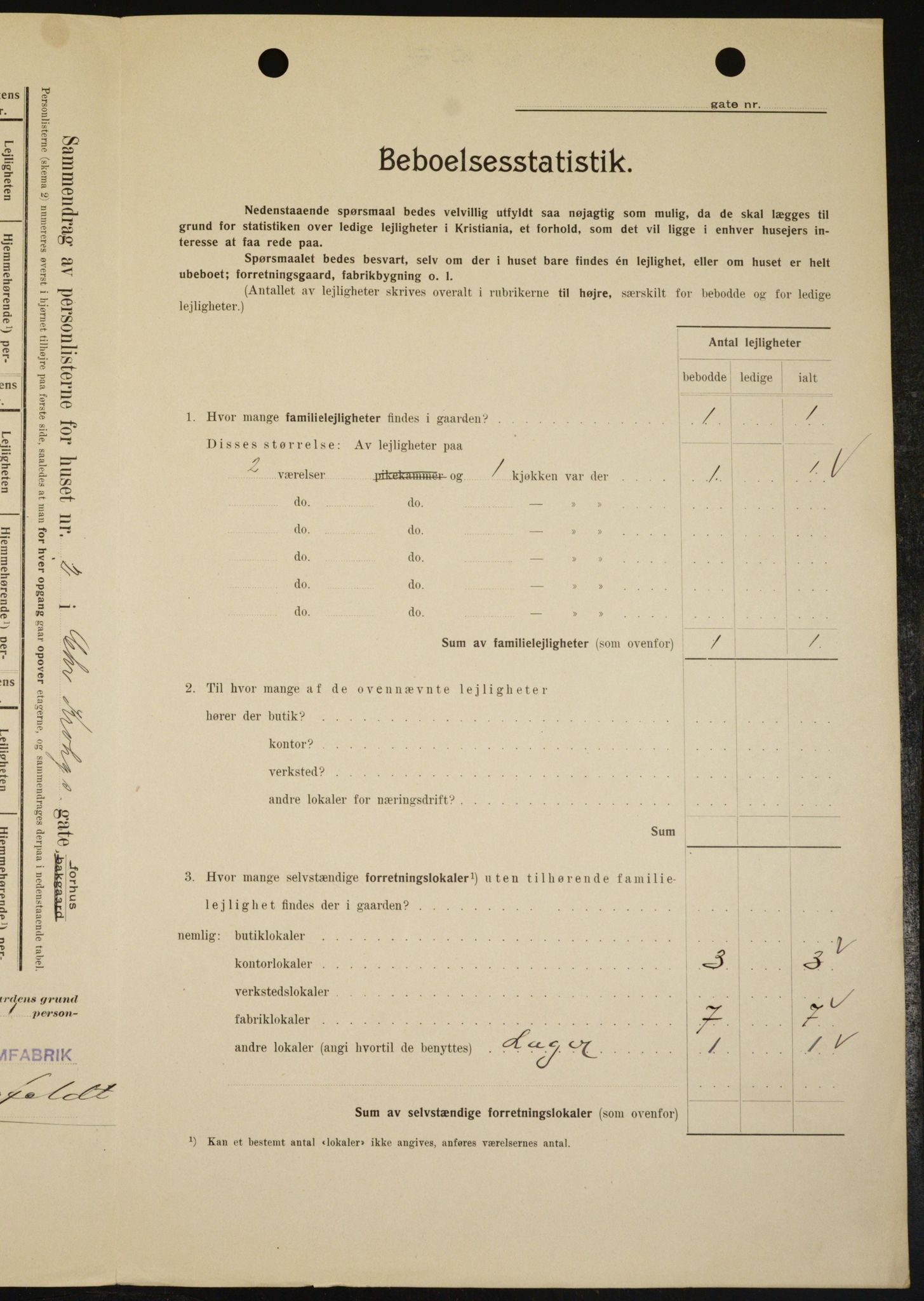 OBA, Municipal Census 1909 for Kristiania, 1909, p. 10587