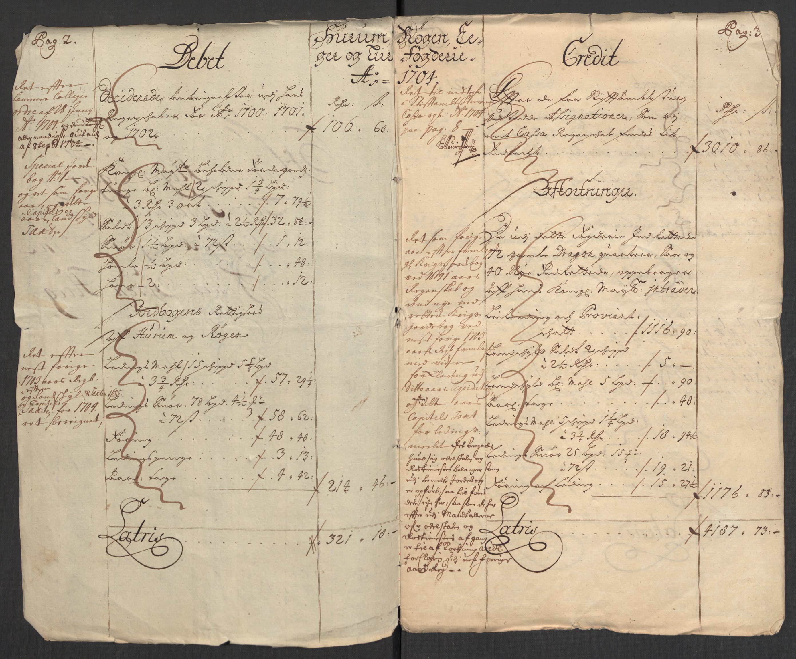 Rentekammeret inntil 1814, Reviderte regnskaper, Fogderegnskap, AV/RA-EA-4092/R30/L1700: Fogderegnskap Hurum, Røyken, Eiker og Lier, 1704-1705, p. 4