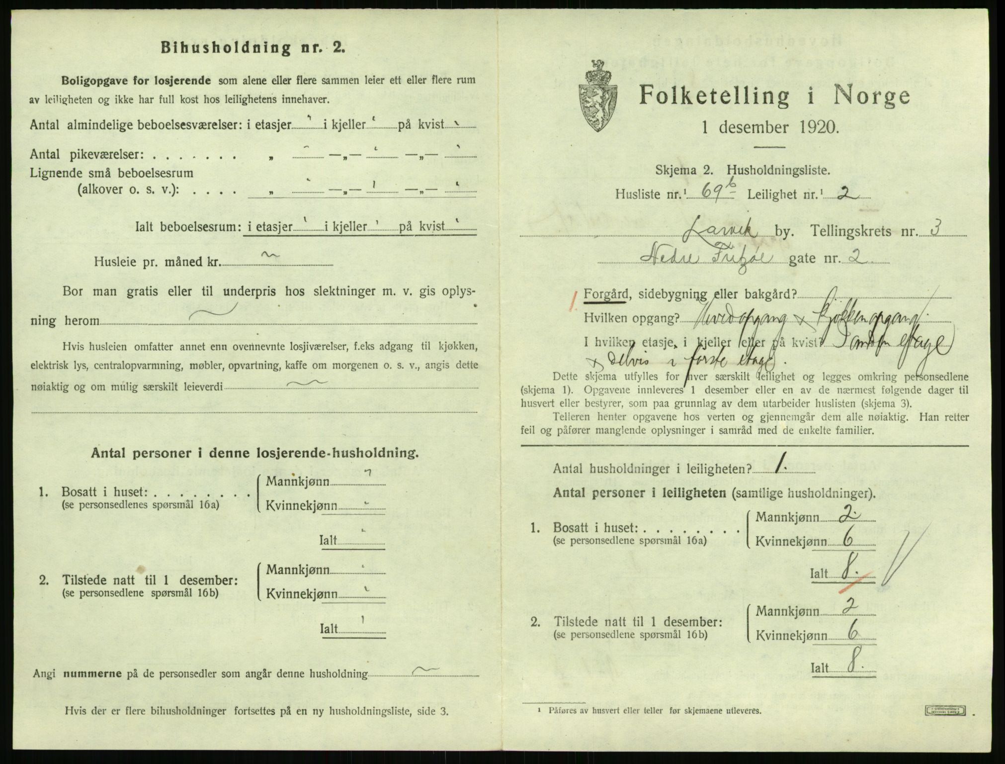 SAKO, 1920 census for Larvik, 1920, p. 4156