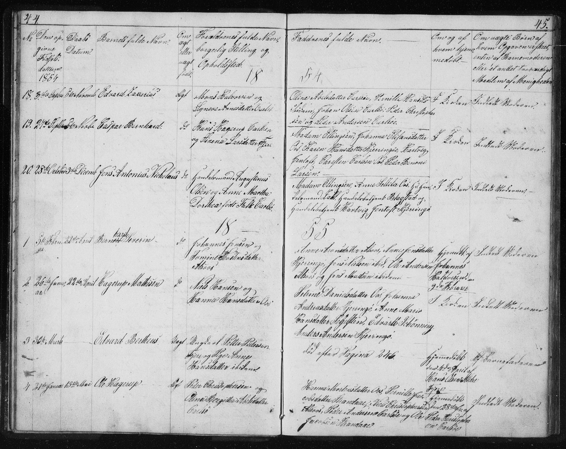 Ministerialprotokoller, klokkerbøker og fødselsregistre - Nordland, SAT/A-1459/803/L0074: Parish register (copy) no. 803C01, 1845-1866, p. 44-45