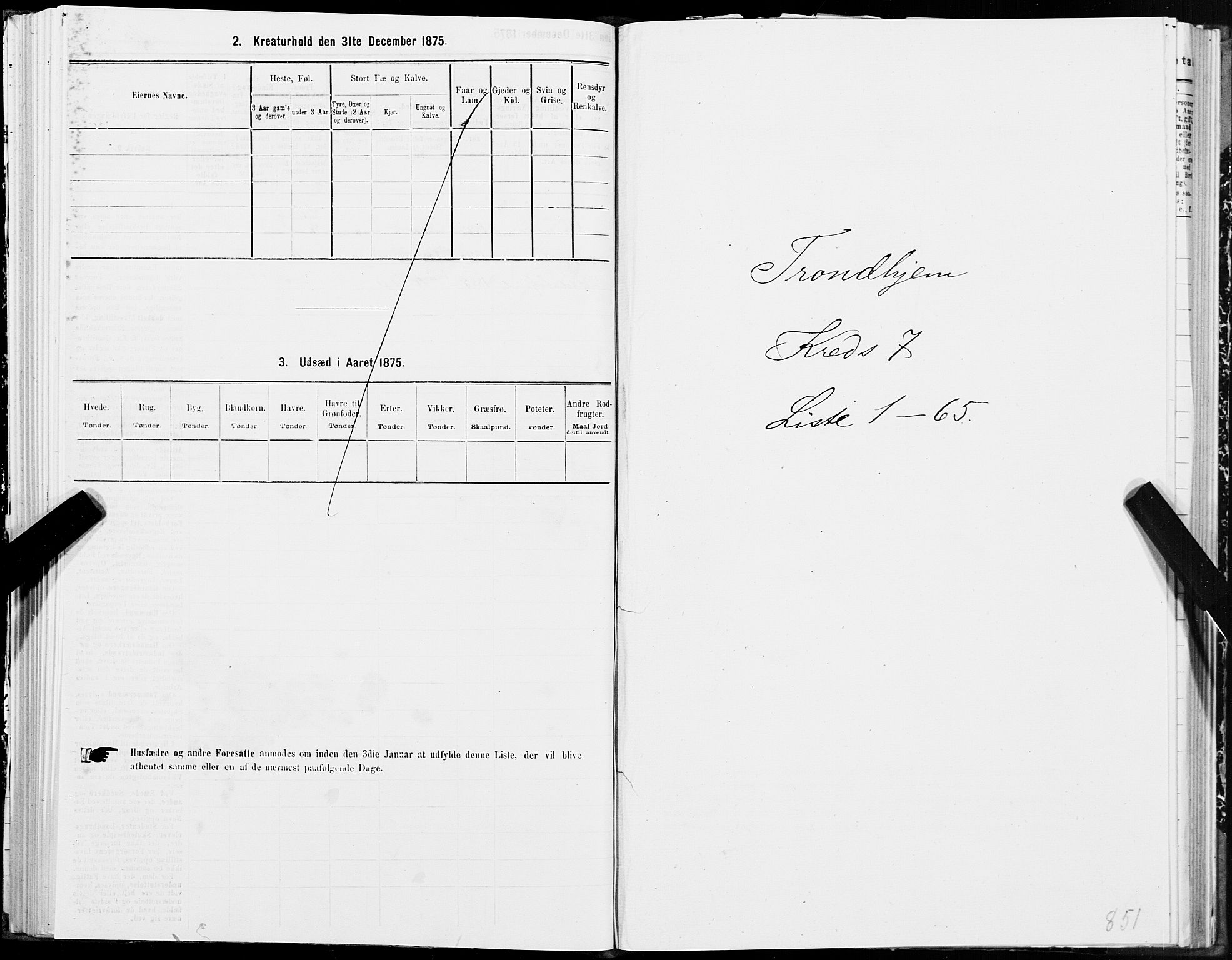 SAT, 1875 census for 1601 Trondheim, 1875