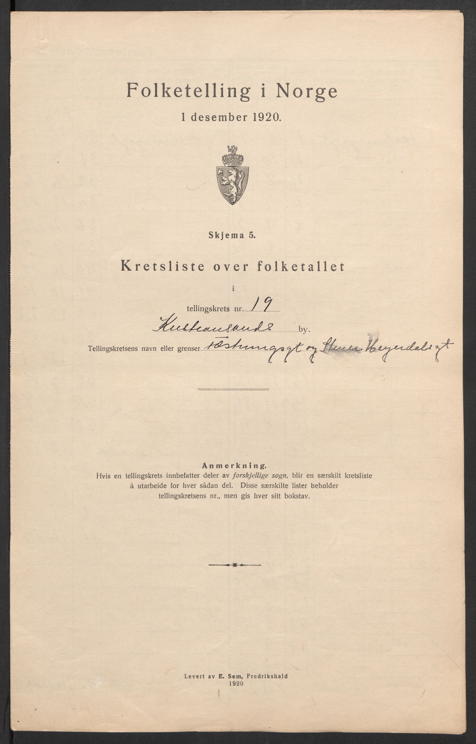 SAK, 1920 census for Kristiansand, 1920, p. 61