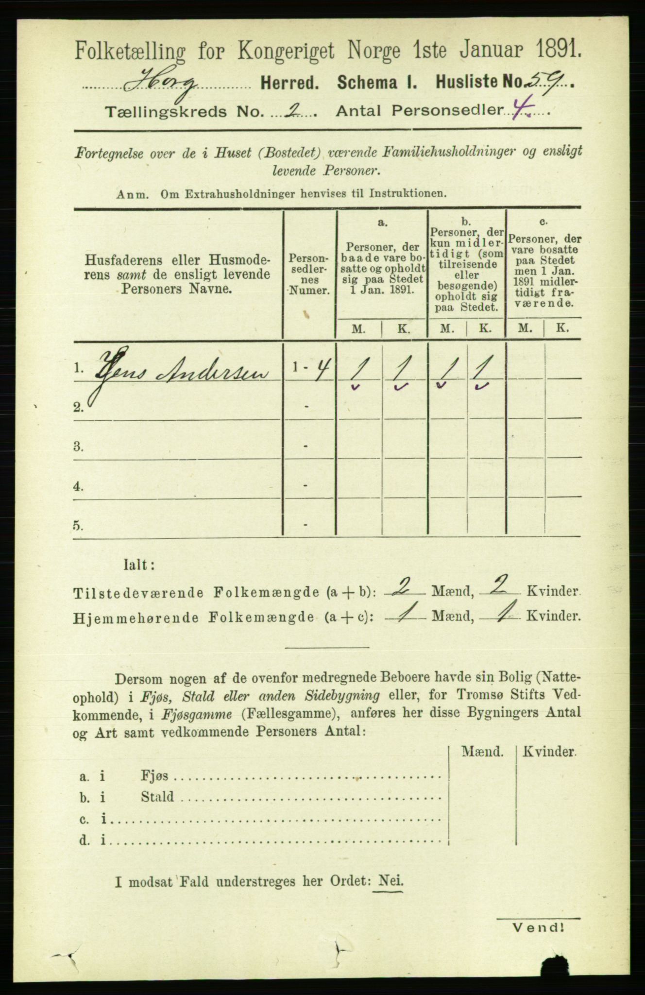 RA, 1891 census for 1650 Horg, 1891, p. 651