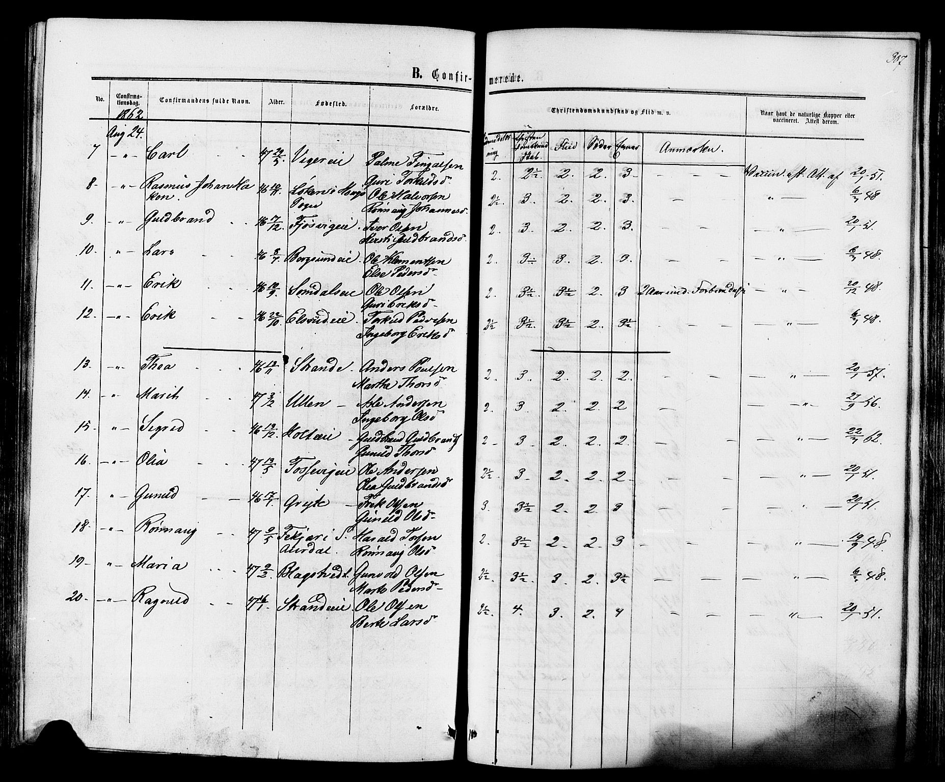 Ådal kirkebøker, SAKO/A-248/F/Fa/L0001: Parish register (official) no. I 1, 1857-1883, p. 307