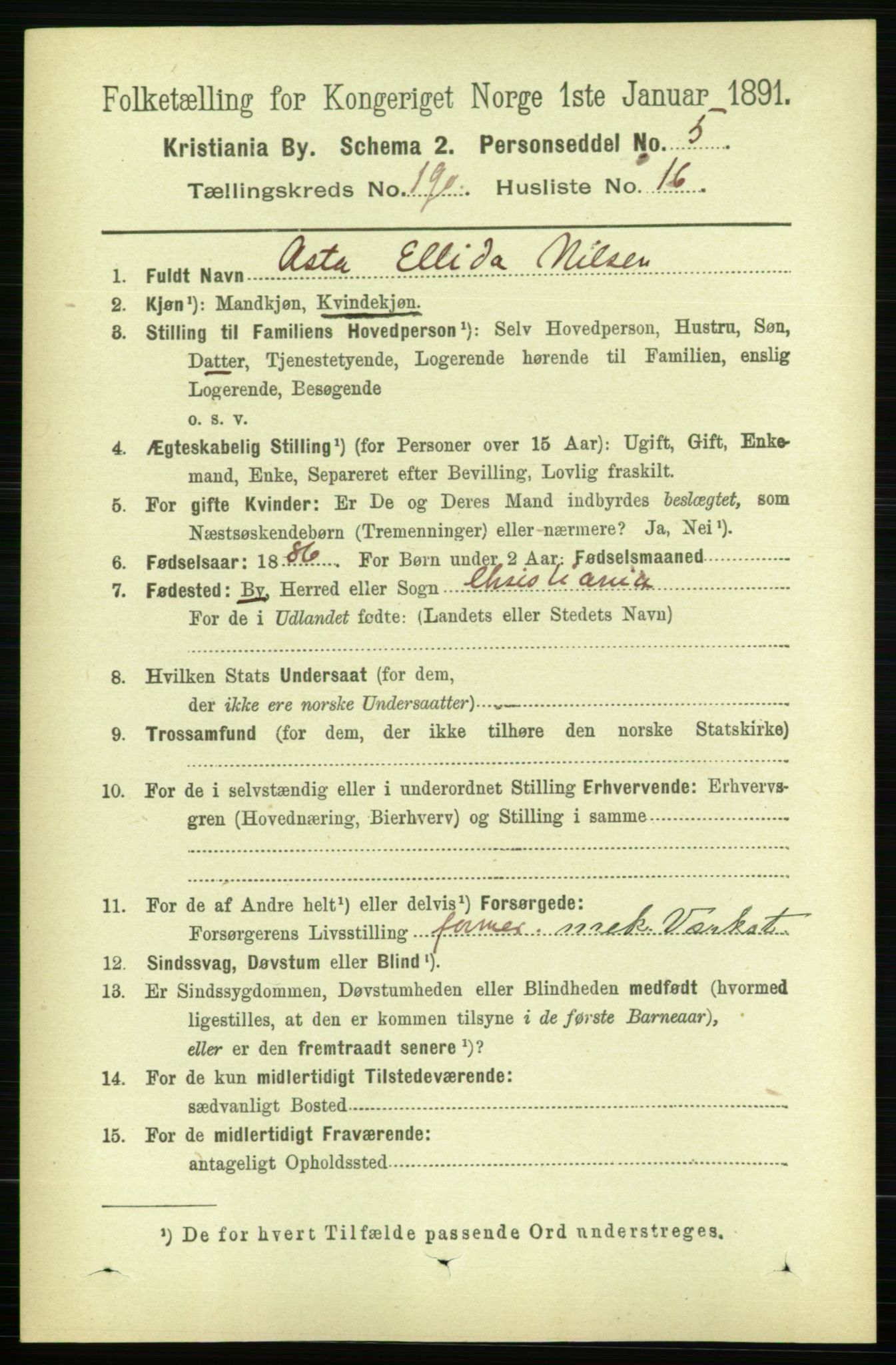 RA, 1891 census for 0301 Kristiania, 1891, p. 114264