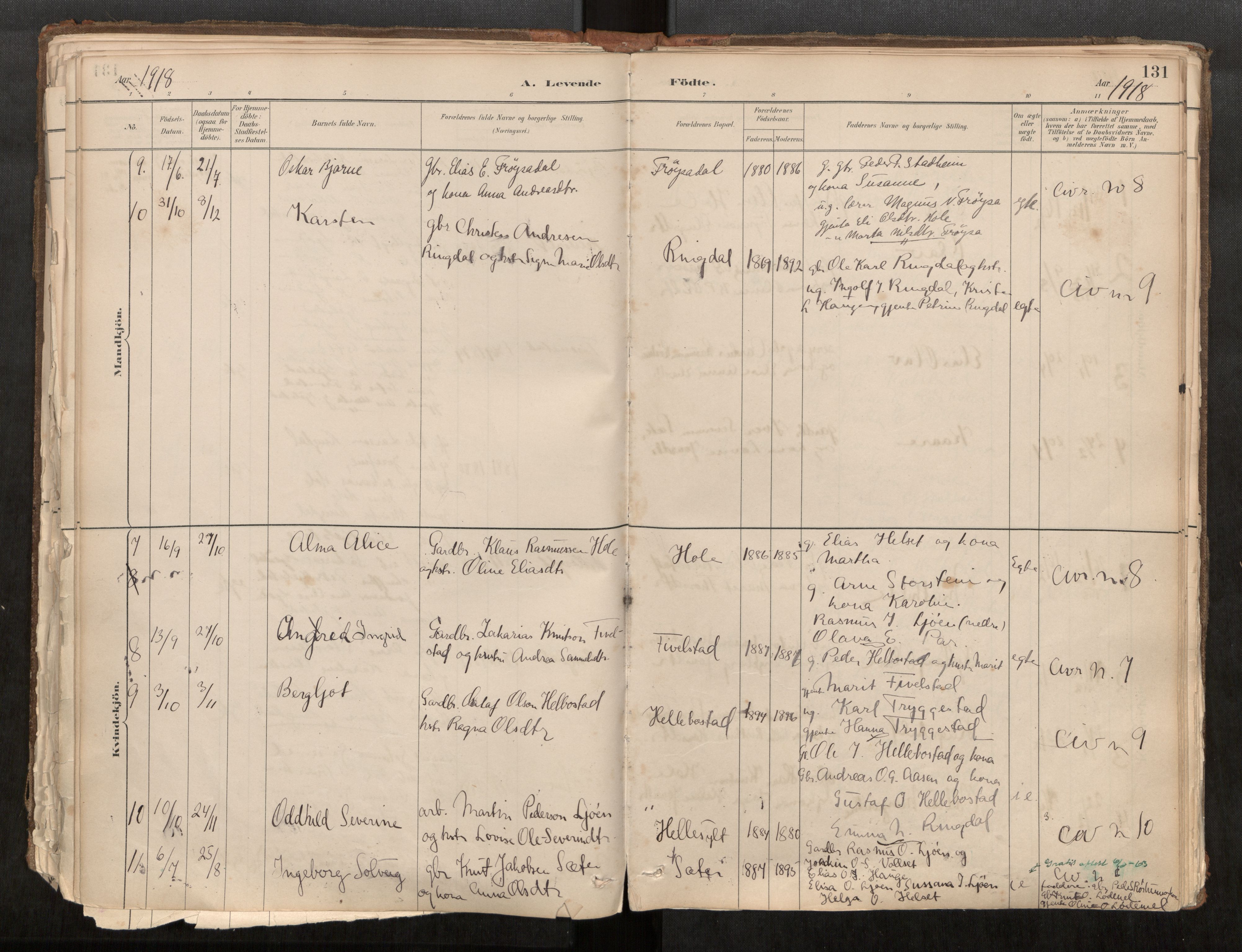 Sunnylven sokneprestkontor, AV/SAT-A-1007: Parish register (official) no. 517A08, 1882-1939, p. 131