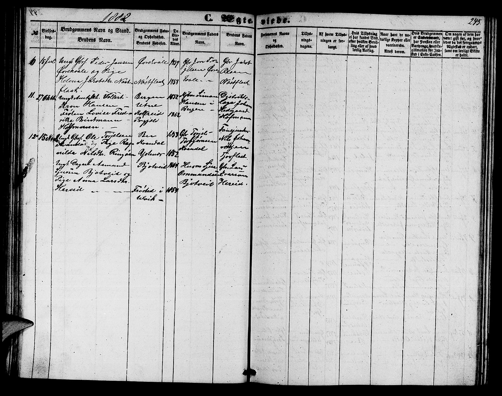 Ullensvang sokneprestembete, SAB/A-78701/H/Hab: Parish register (copy) no. E 6, 1857-1886, p. 245