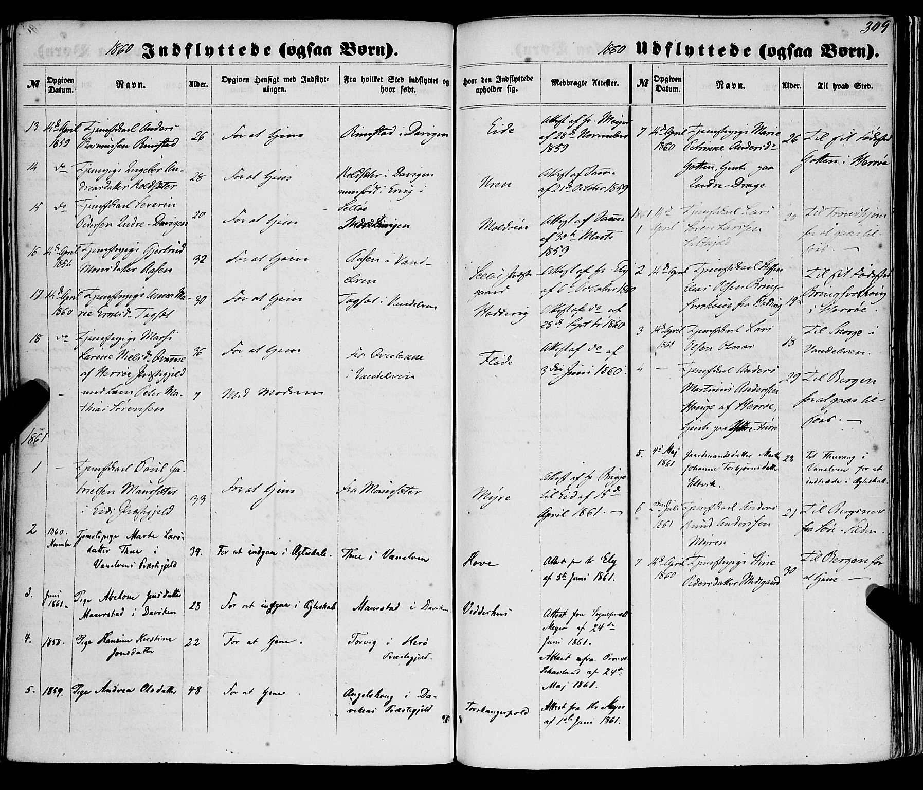 Selje sokneprestembete, AV/SAB-A-99938/H/Ha/Haa/Haaa: Parish register (official) no. A 11, 1858-1870, p. 309