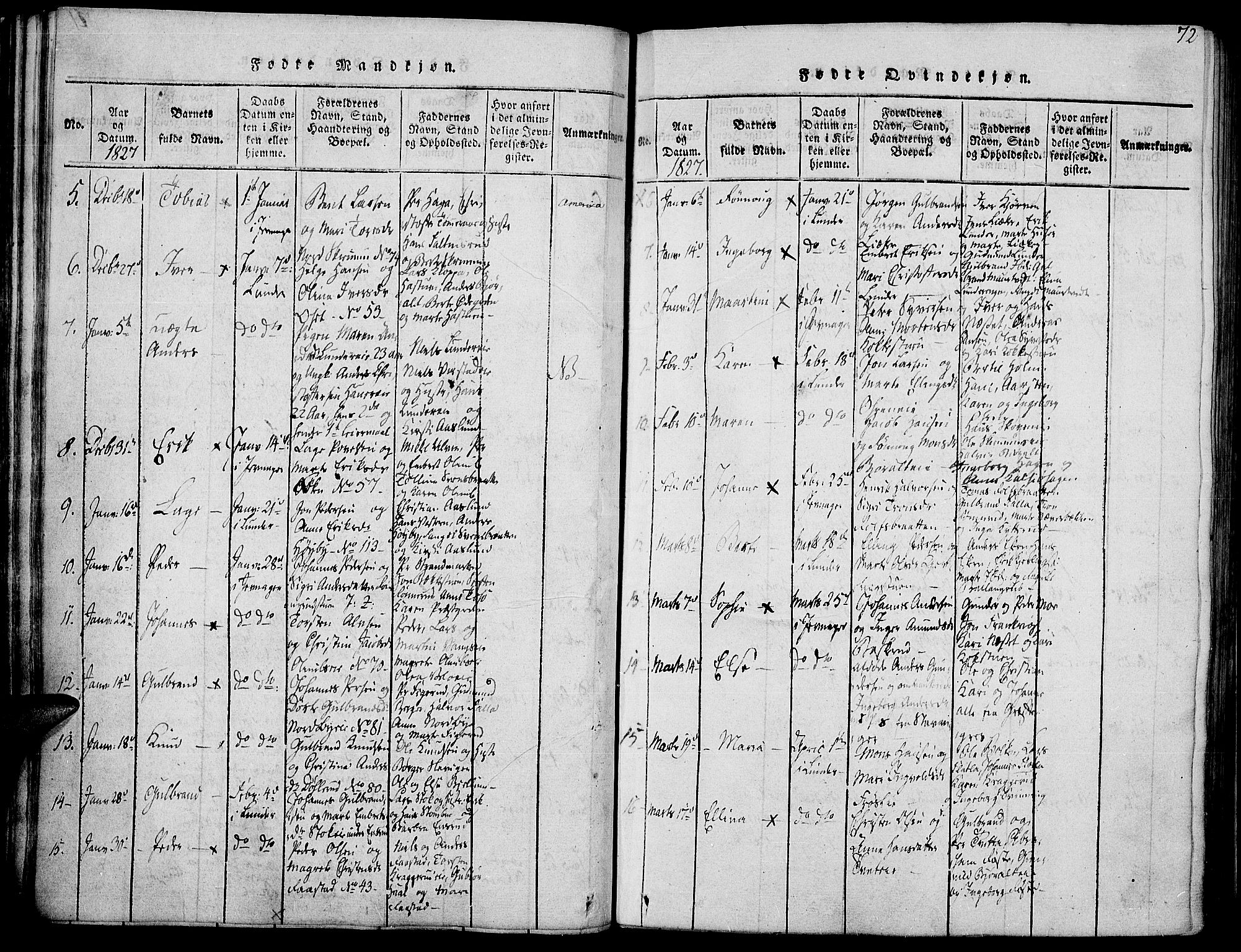 Jevnaker prestekontor, SAH/PREST-116/H/Ha/Haa/L0005: Parish register (official) no. 5, 1815-1837, p. 72