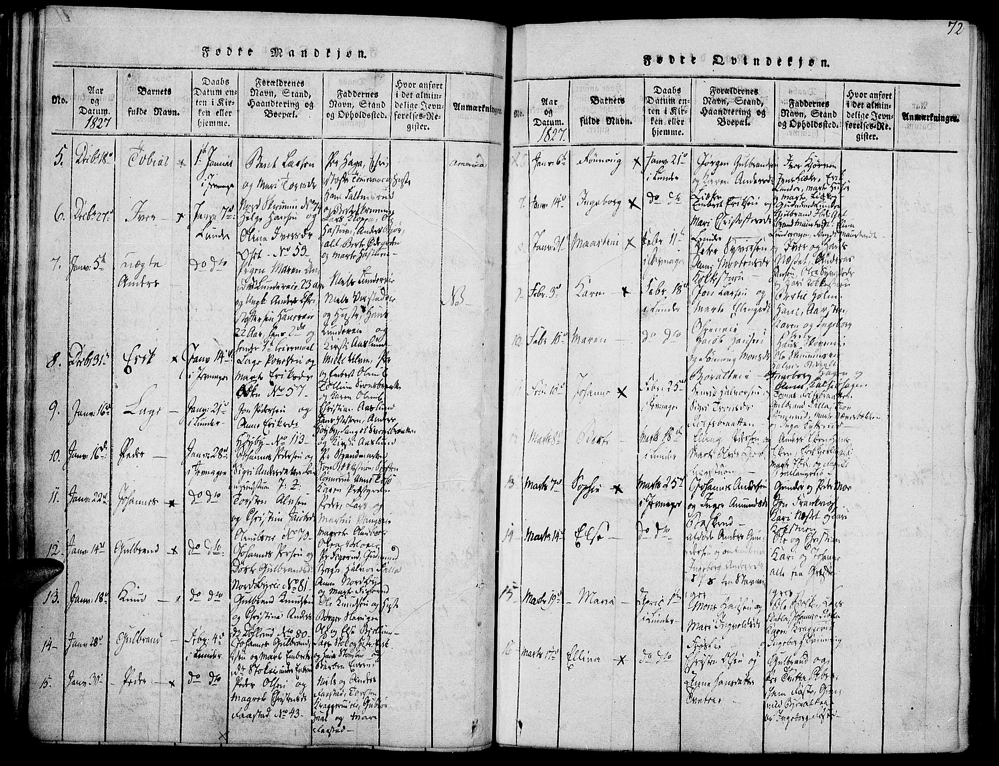 Jevnaker prestekontor, AV/SAH-PREST-116/H/Ha/Haa/L0005: Parish register (official) no. 5, 1815-1837, p. 72