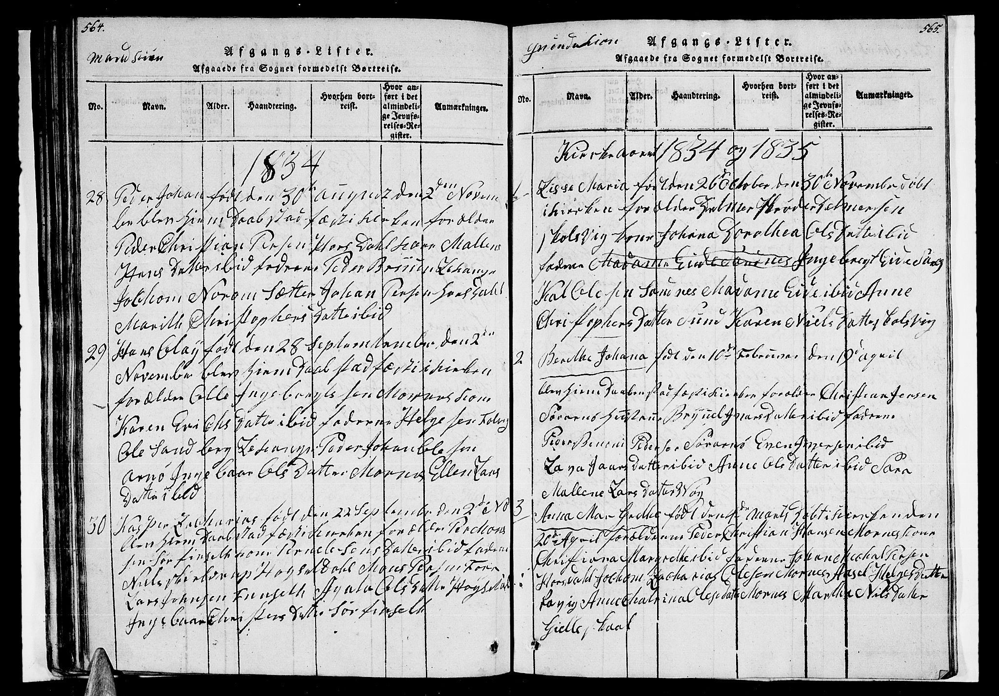 Ministerialprotokoller, klokkerbøker og fødselsregistre - Nordland, AV/SAT-A-1459/805/L0105: Parish register (copy) no. 805C01, 1820-1839, p. 564-565