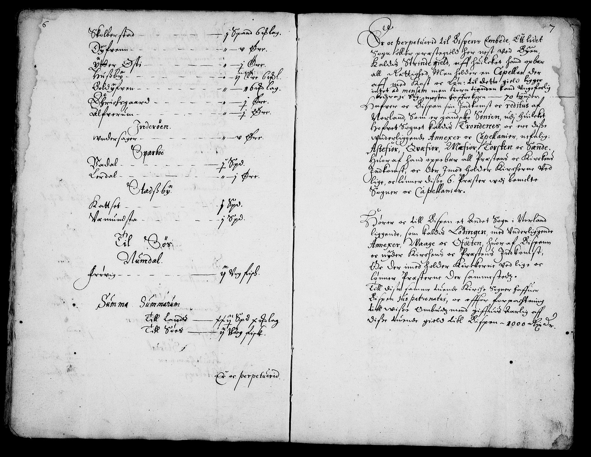 Rentekammeret inntil 1814, Realistisk ordnet avdeling, AV/RA-EA-4070/Fc/Fca/L0004/0004: [Ca IV]  Trondheim stift / Trondheim kapitel og domkirkes jordebok, 1666, p. 6-7