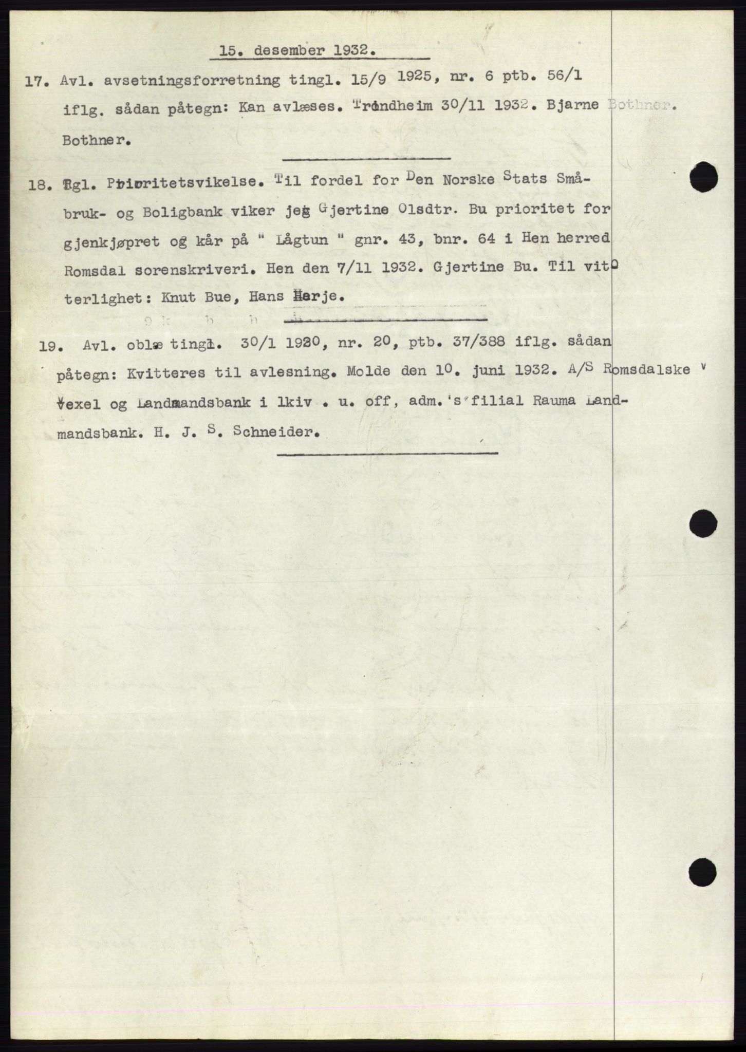 Romsdal sorenskriveri, AV/SAT-A-4149/1/2/2C/L0062: Mortgage book no. 56, 1932-1933, Deed date: 01.12.1932