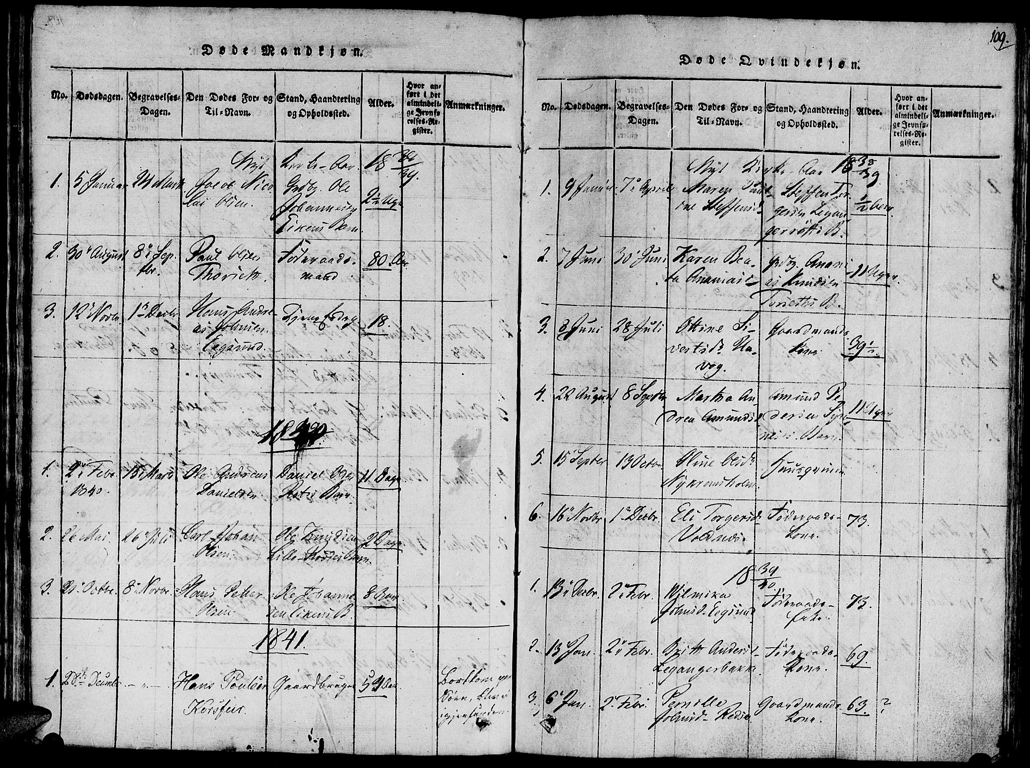 Ministerialprotokoller, klokkerbøker og fødselsregistre - Møre og Romsdal, SAT/A-1454/504/L0054: Parish register (official) no. 504A01, 1816-1861, p. 109