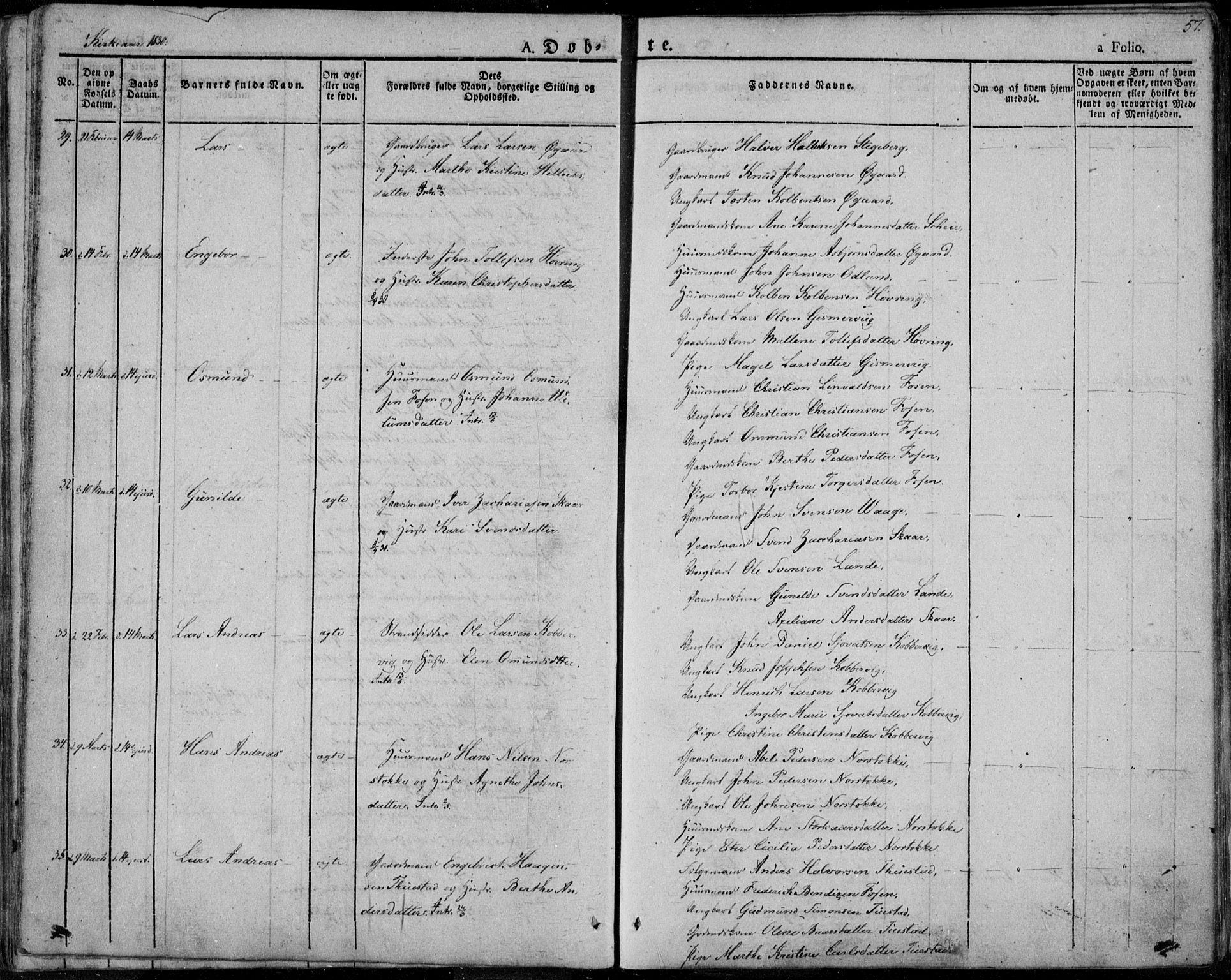 Avaldsnes sokneprestkontor, AV/SAST-A -101851/H/Ha/Haa/L0005: Parish register (official) no. A 5.1, 1825-1841, p. 57