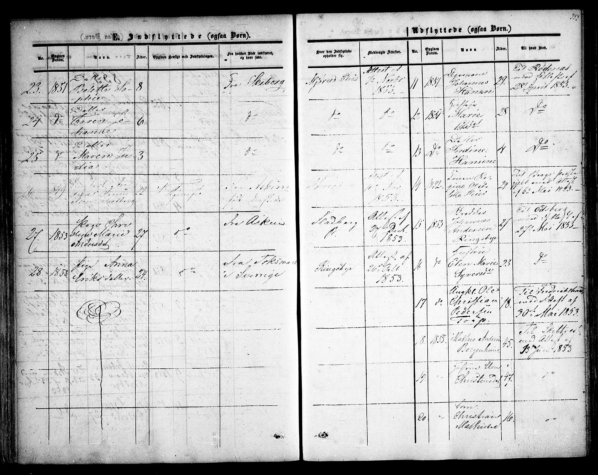 Rakkestad prestekontor Kirkebøker, AV/SAO-A-2008/F/Fa/L0009: Parish register (official) no. I 9, 1850-1856, p. 353