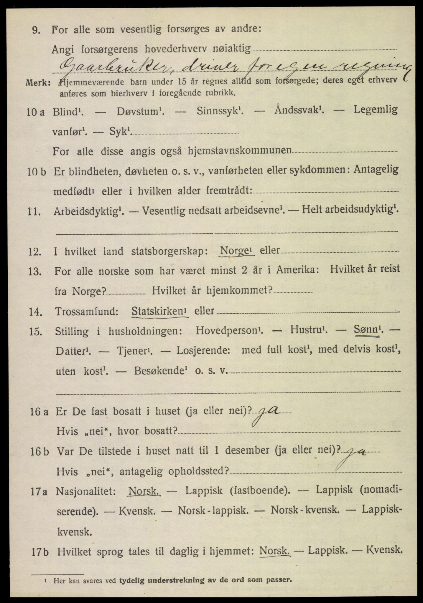 SAT, 1920 census for Sørfold, 1920, p. 1350