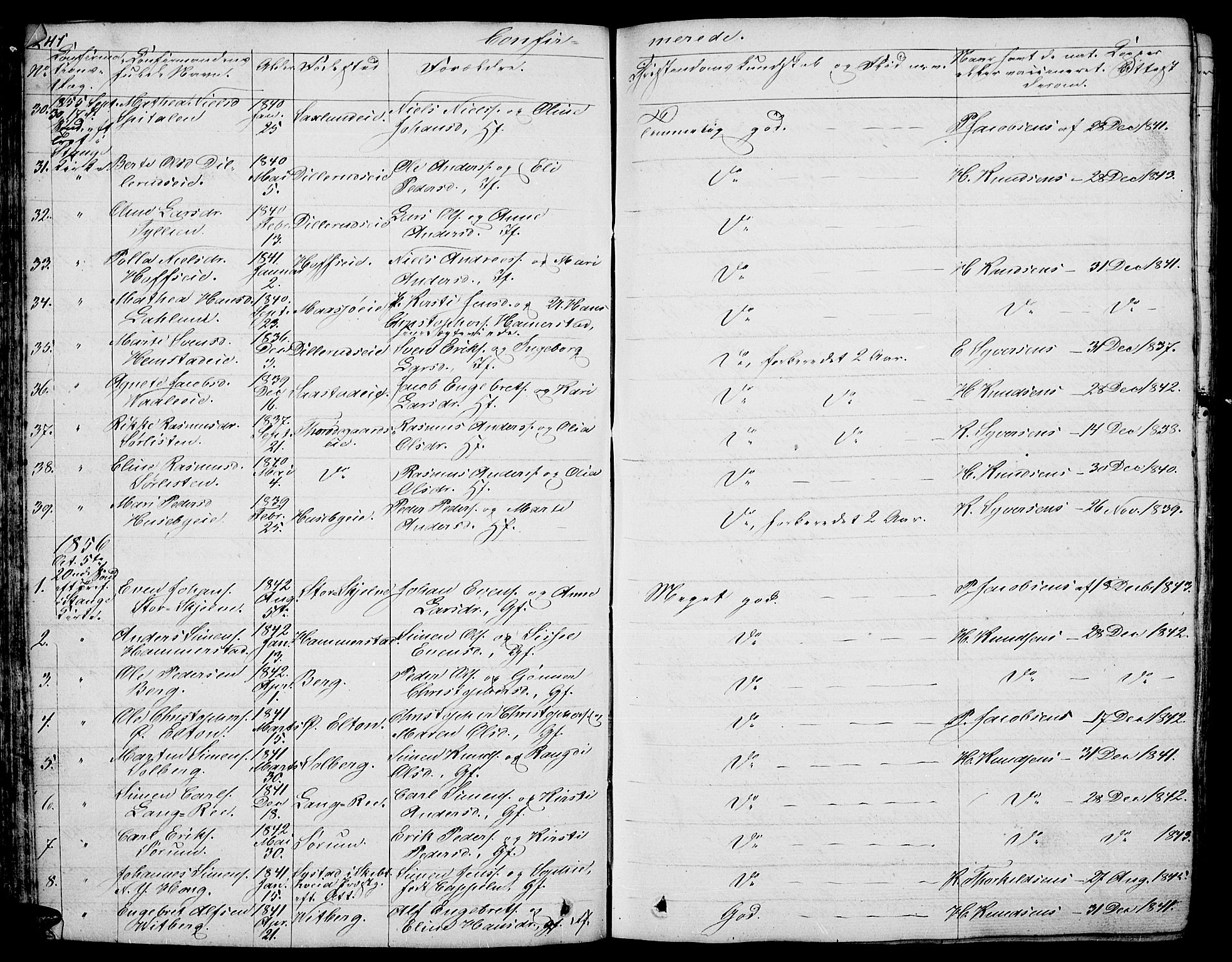 Stange prestekontor, SAH/PREST-002/L/L0003: Parish register (copy) no. 3, 1840-1864, p. 241