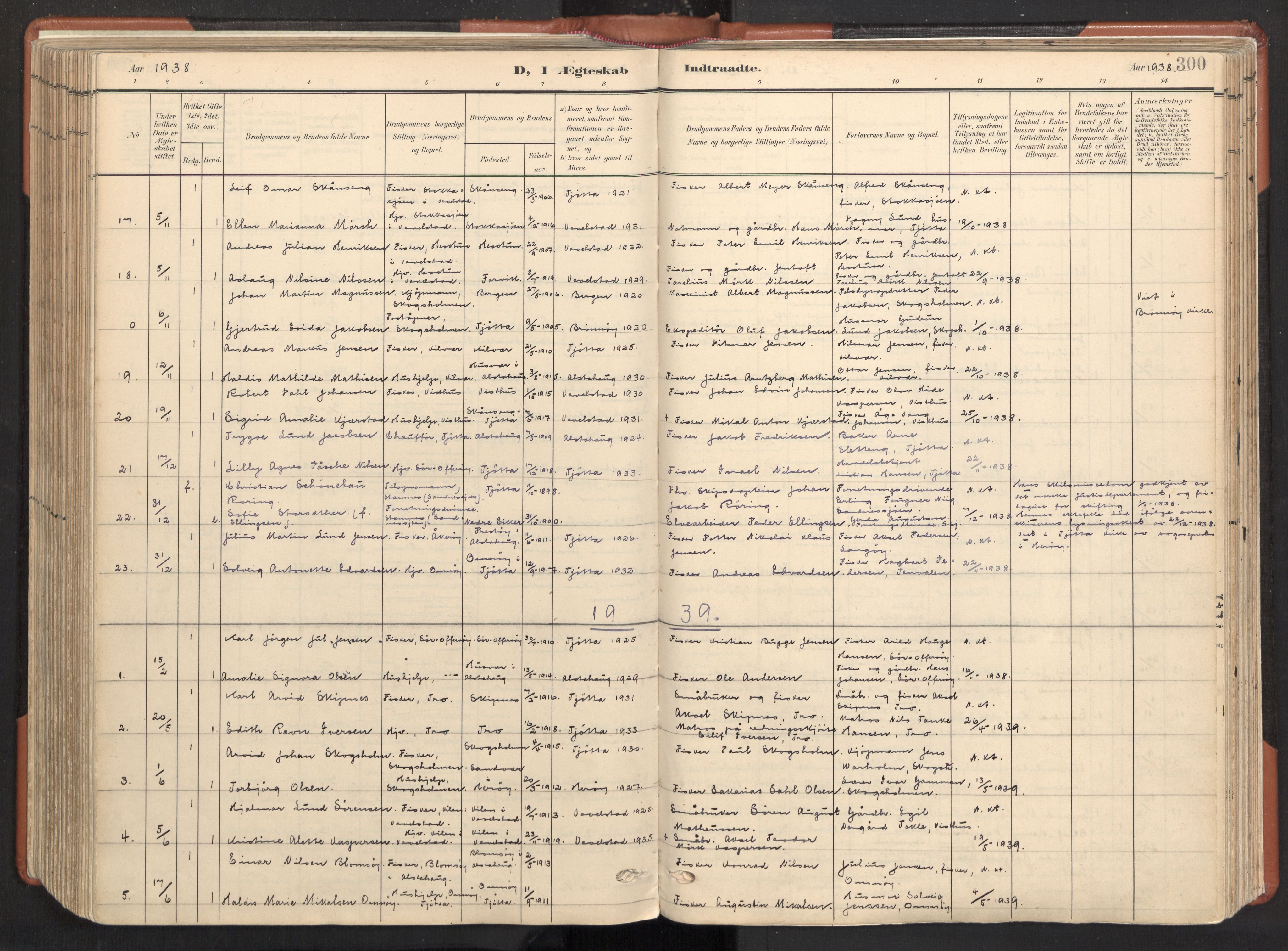 Ministerialprotokoller, klokkerbøker og fødselsregistre - Nordland, AV/SAT-A-1459/817/L0265: Parish register (official) no. 817A05, 1908-1944, p. 300