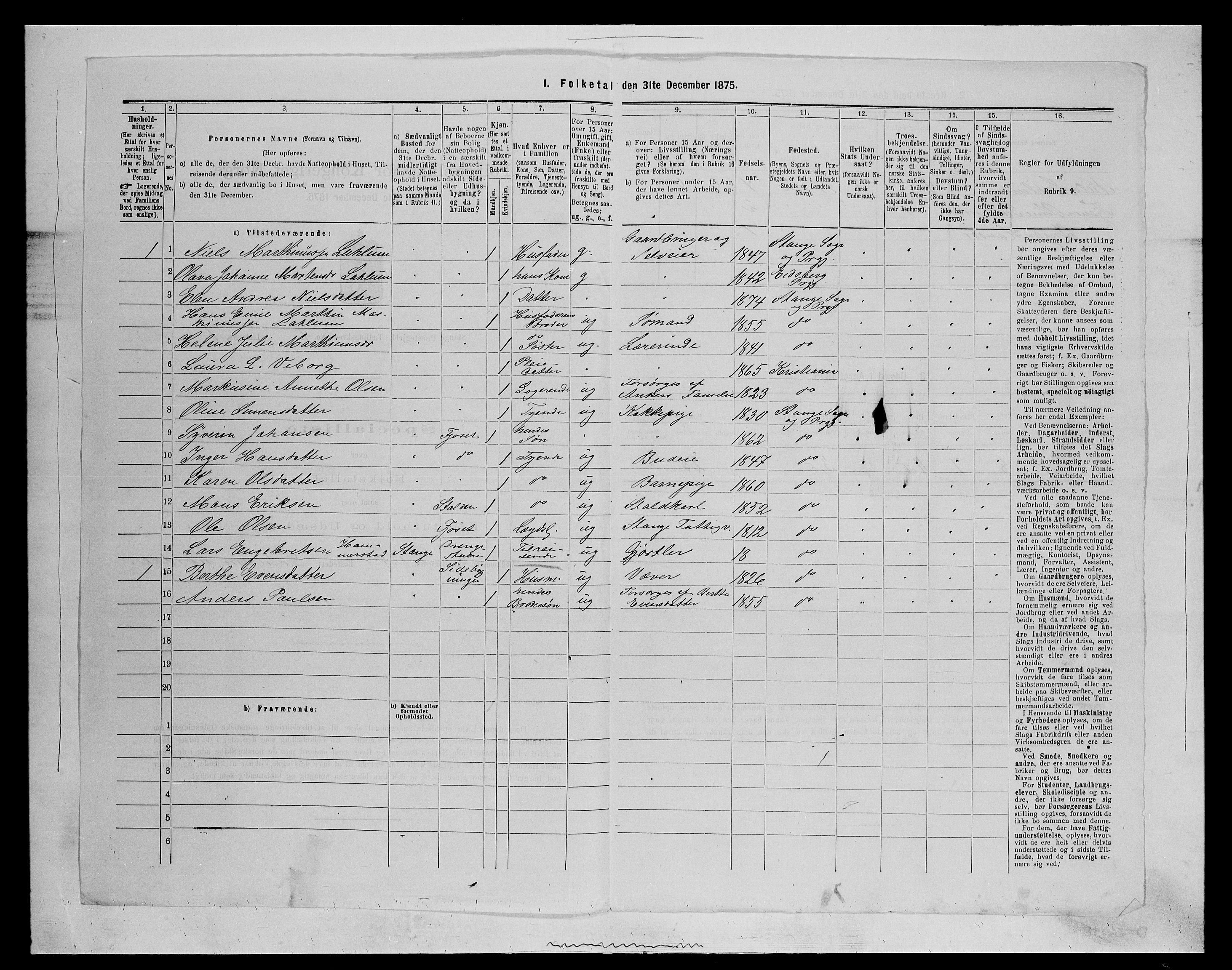 SAH, 1875 census for 0417P Stange, 1875, p. 605