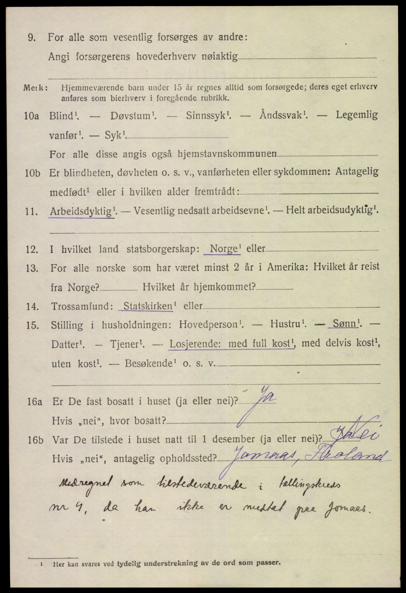 SAK, 1920 census for Froland, 1920, p. 5266