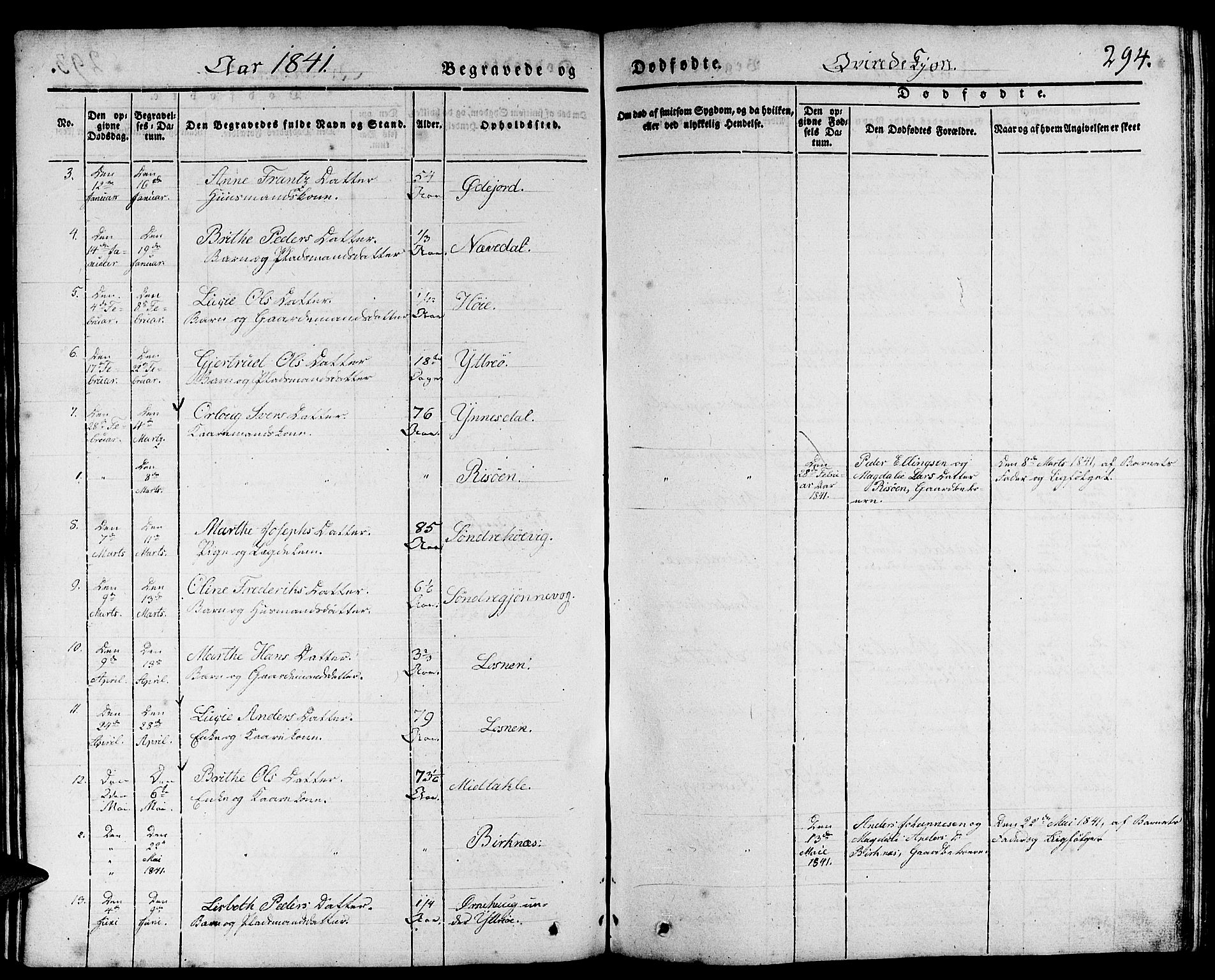 Gulen sokneprestembete, AV/SAB-A-80201/H/Haa/Haaa/L0020: Parish register (official) no. A 20, 1837-1847, p. 294